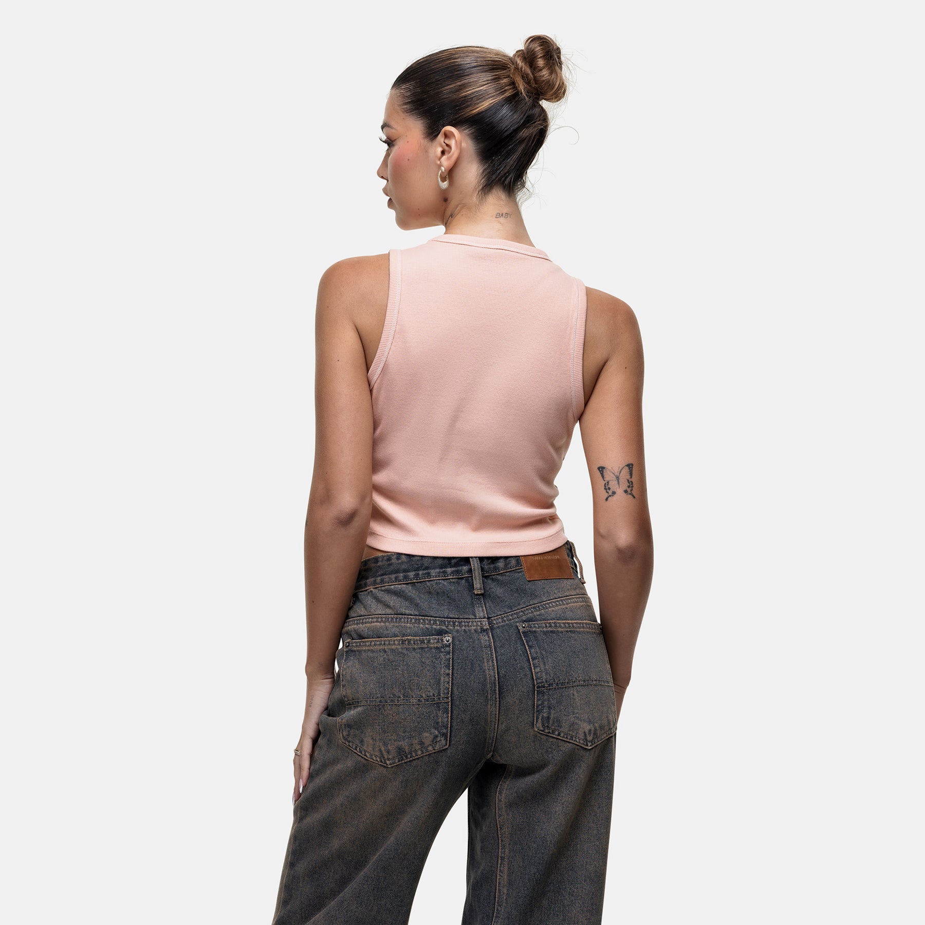 California Ribbed Pink Vest Top