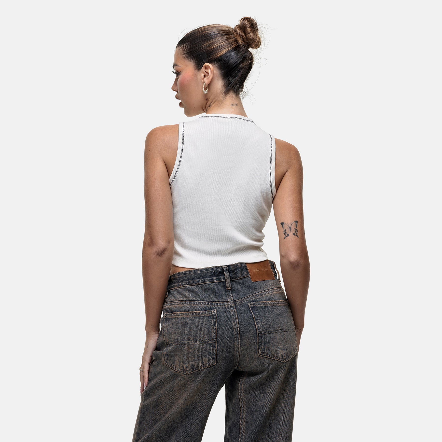 California White Ribbed Vest Top