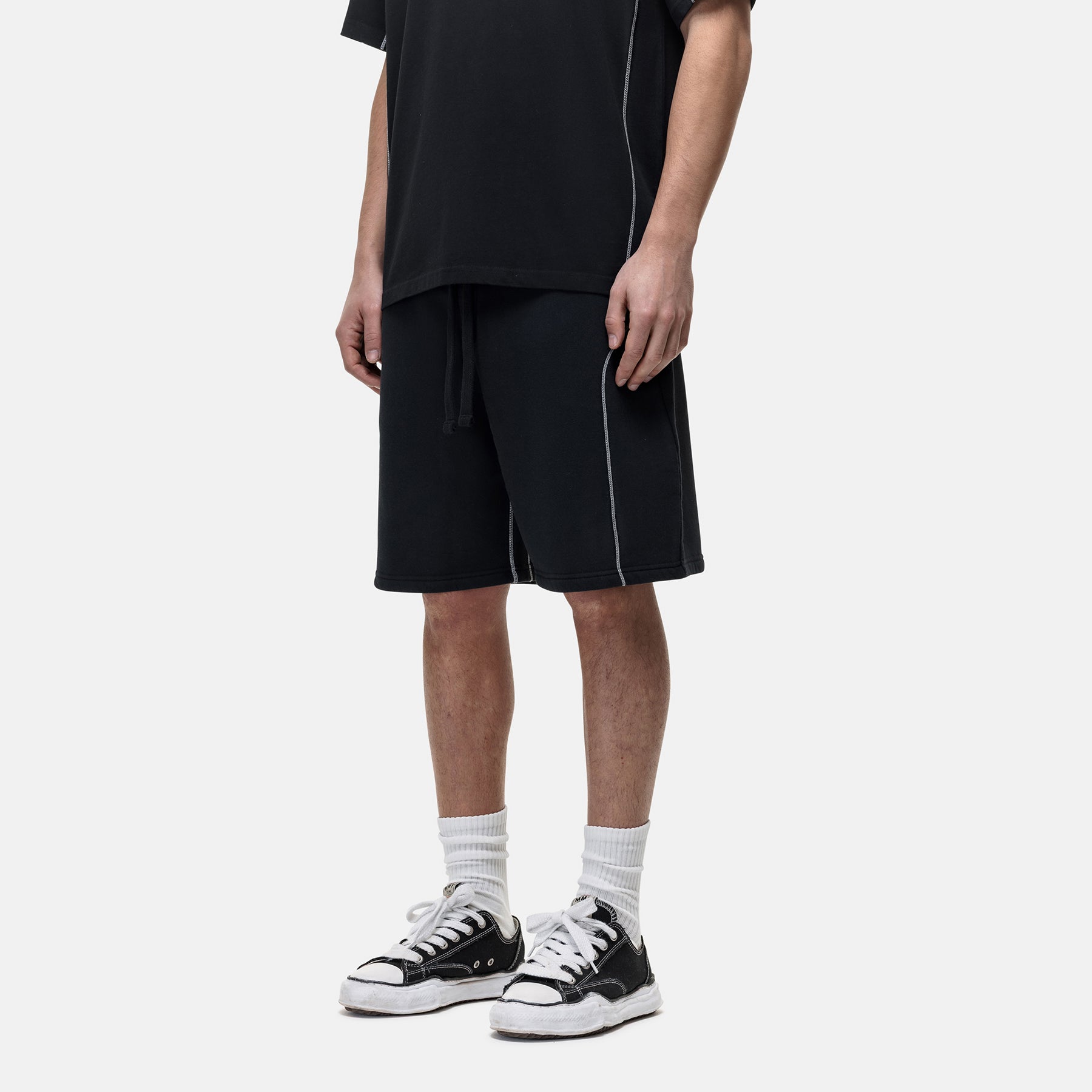 Overlock Washed Black Shorts