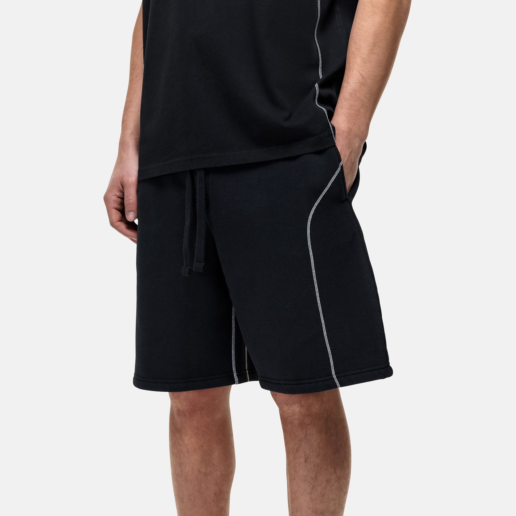 Overlock Washed Black Shorts