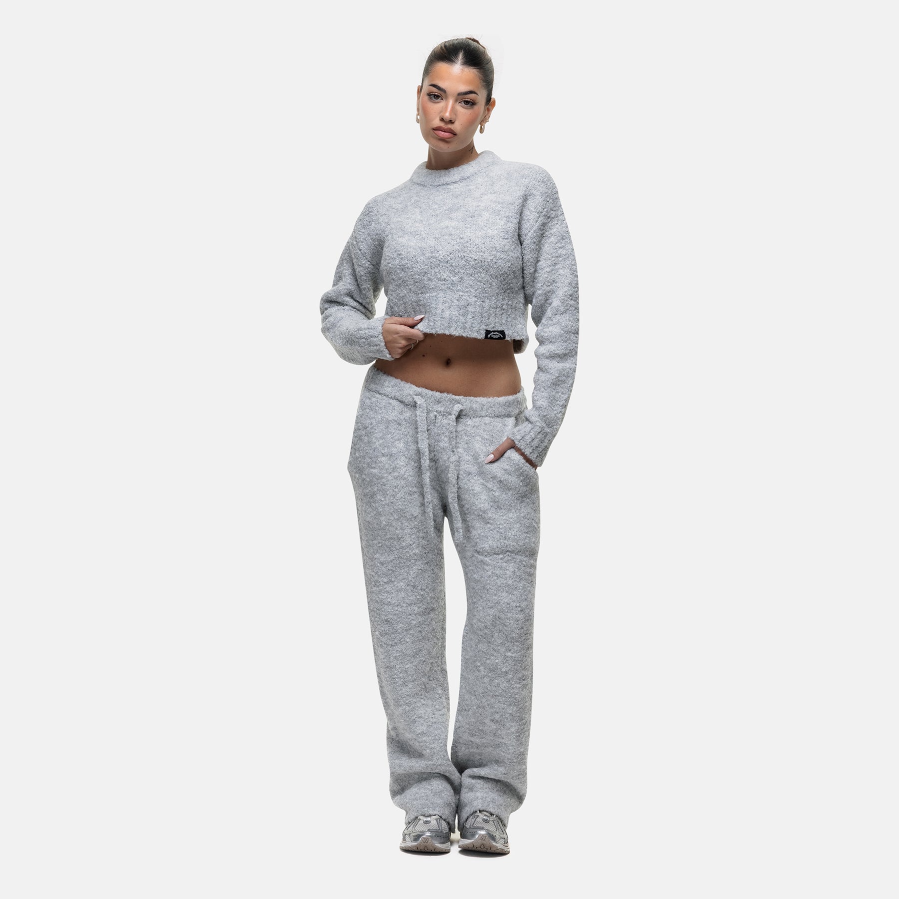 Cozy Boucle Knitwear Grey Crew