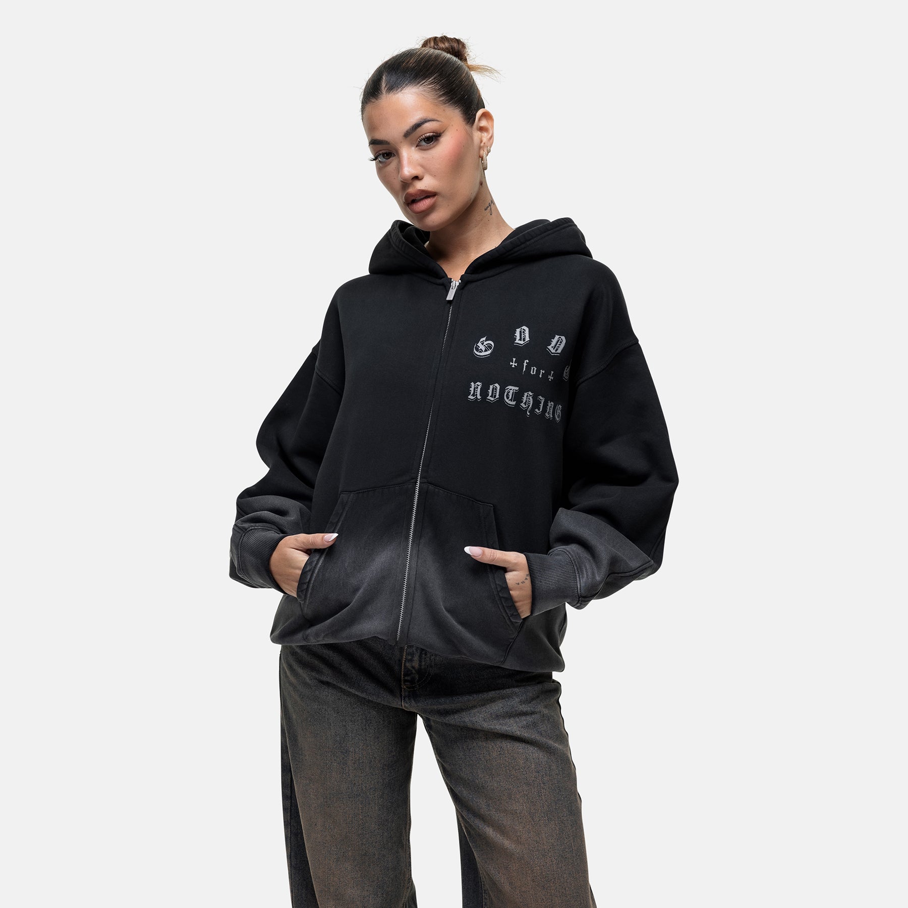 Sprayed Cali Black Zip Hoodie