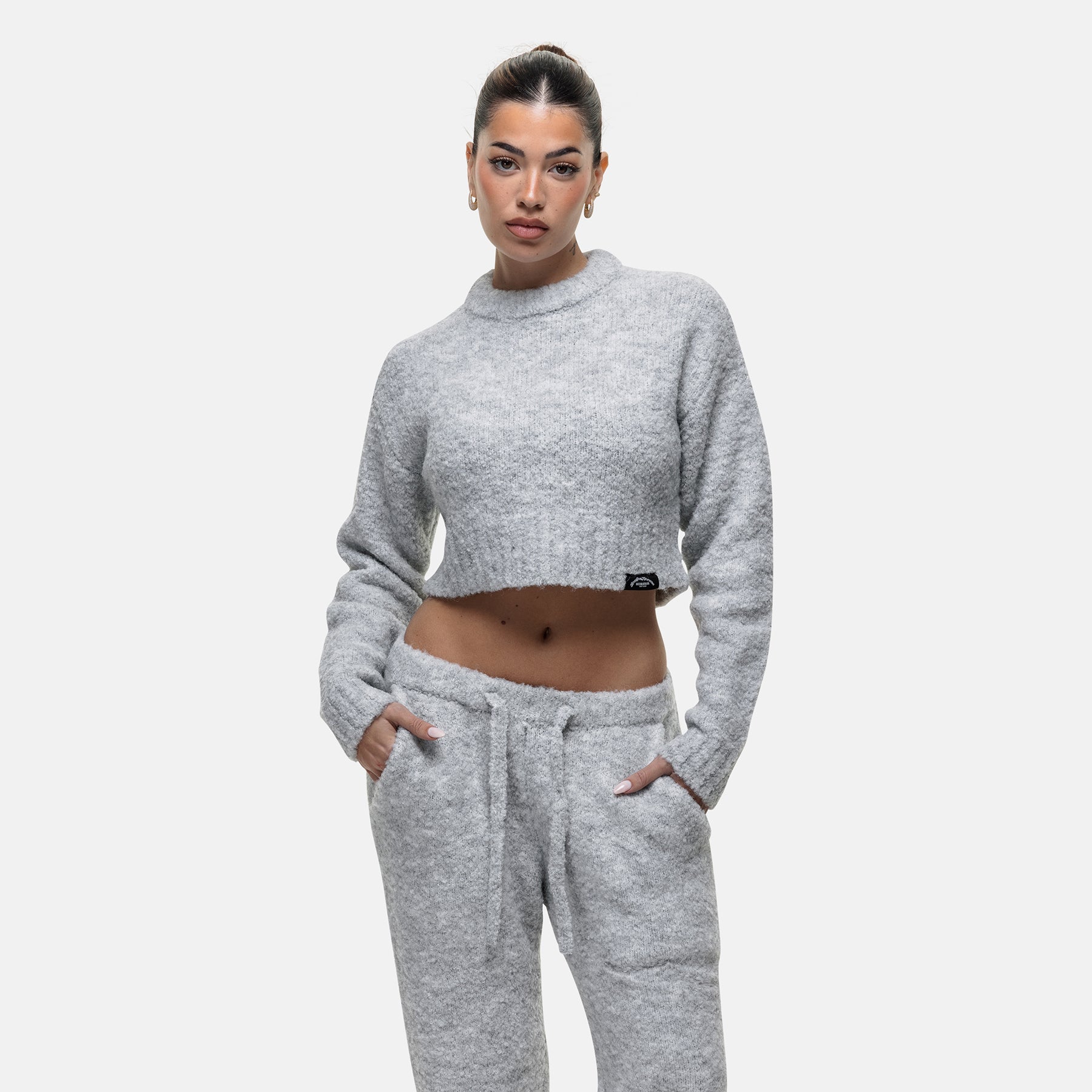 Cozy Boucle Knitwear Grey Crew