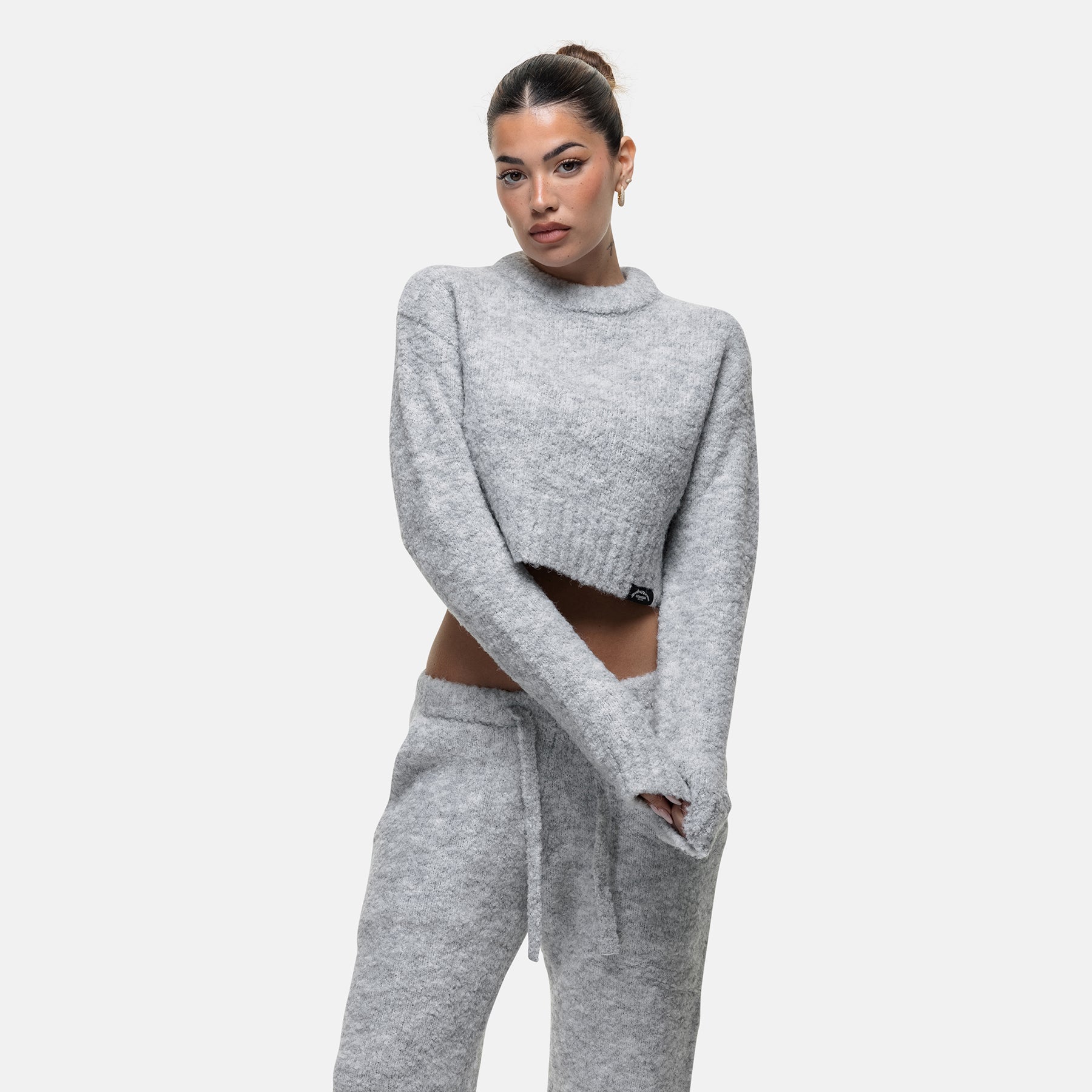 Cozy Boucle Knitwear Grey Crew