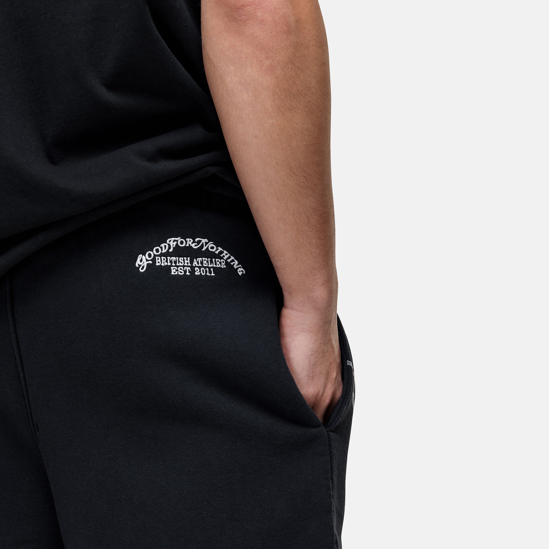 Overlock Washed Black Shorts