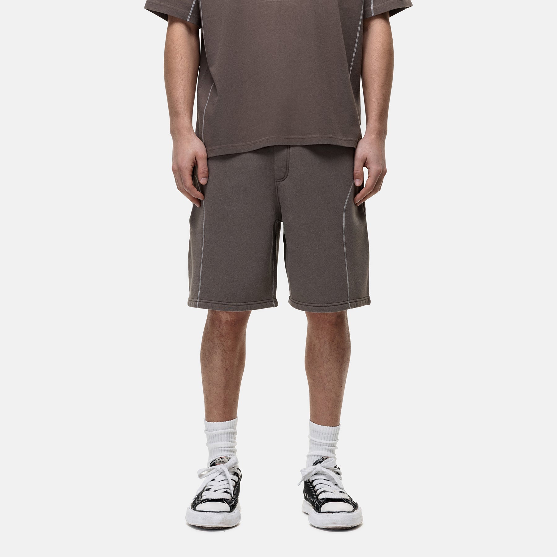 Overlock Washed Taupe Shorts