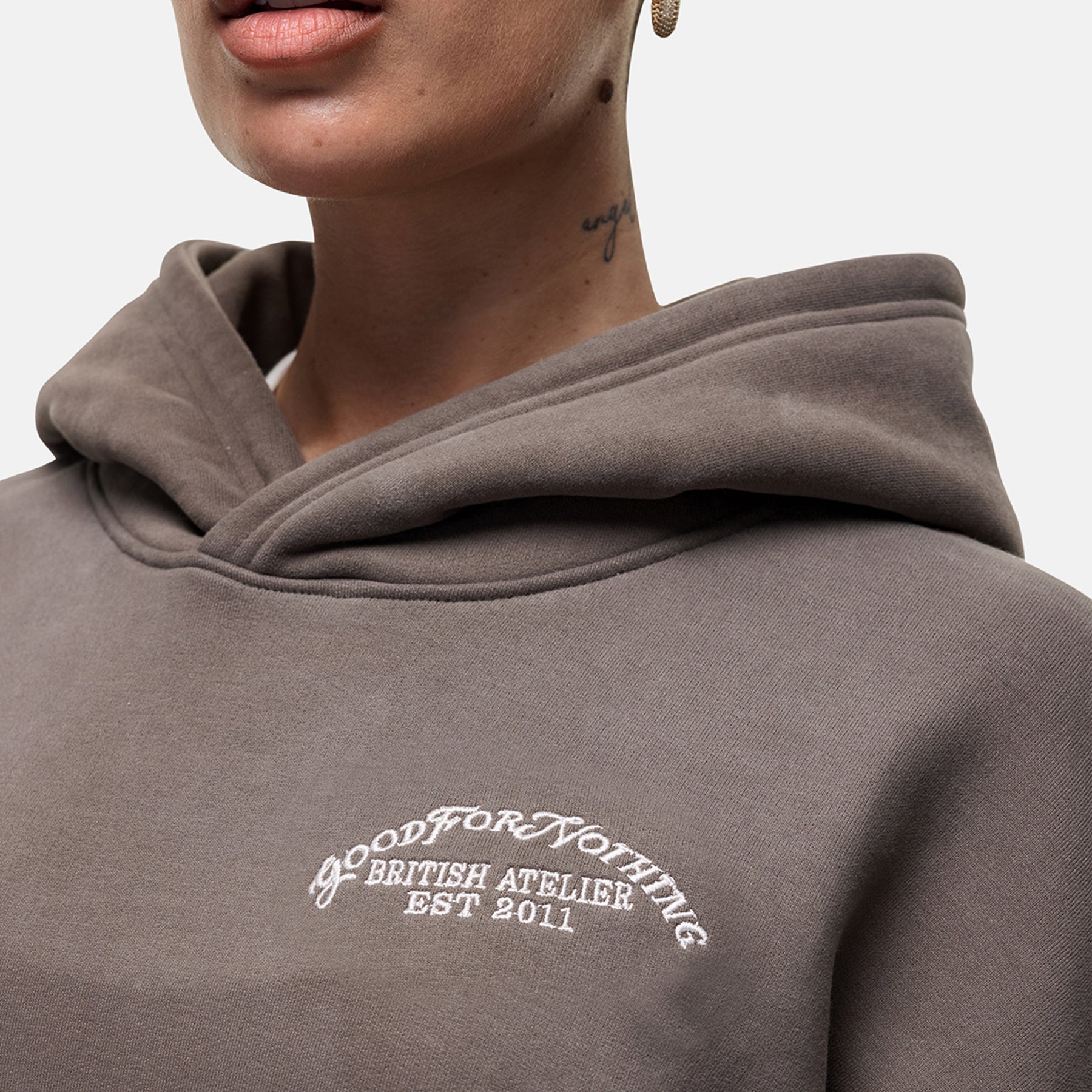 Overlock Washed Taupe Hoodie