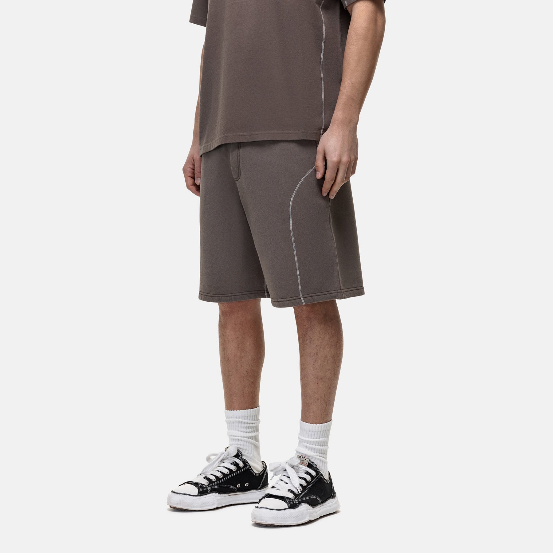Overlock Washed Taupe Shorts