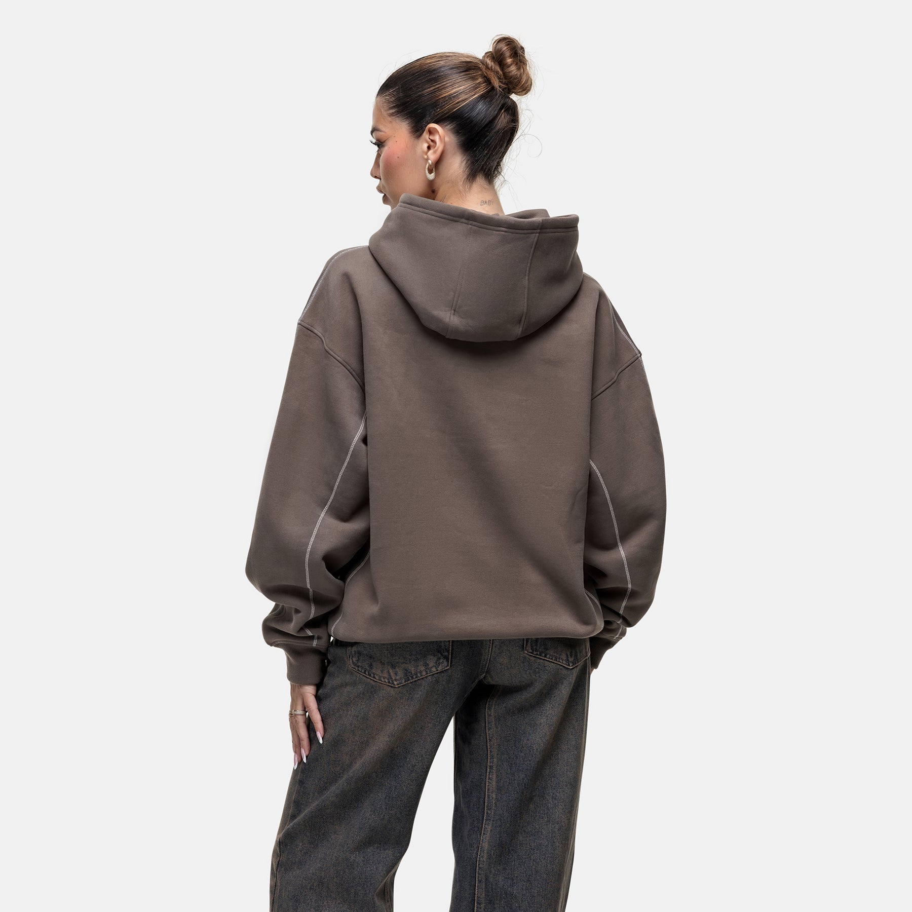Overlock Washed Taupe Hoodie