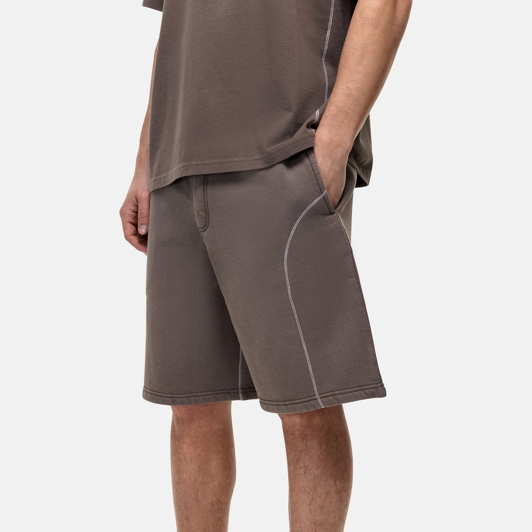 Overlock Washed Taupe Shorts