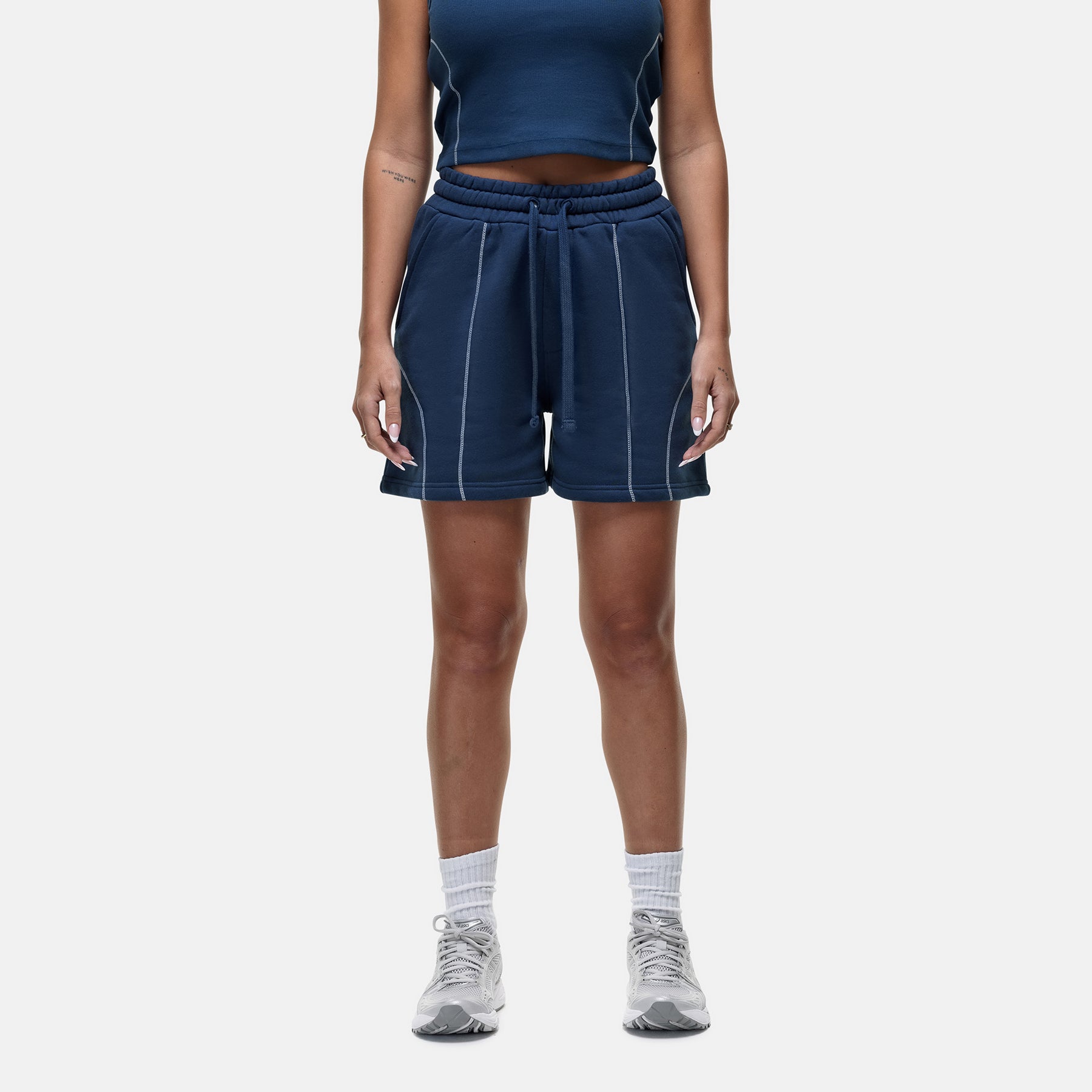 Overlock Washed Blue Shorts