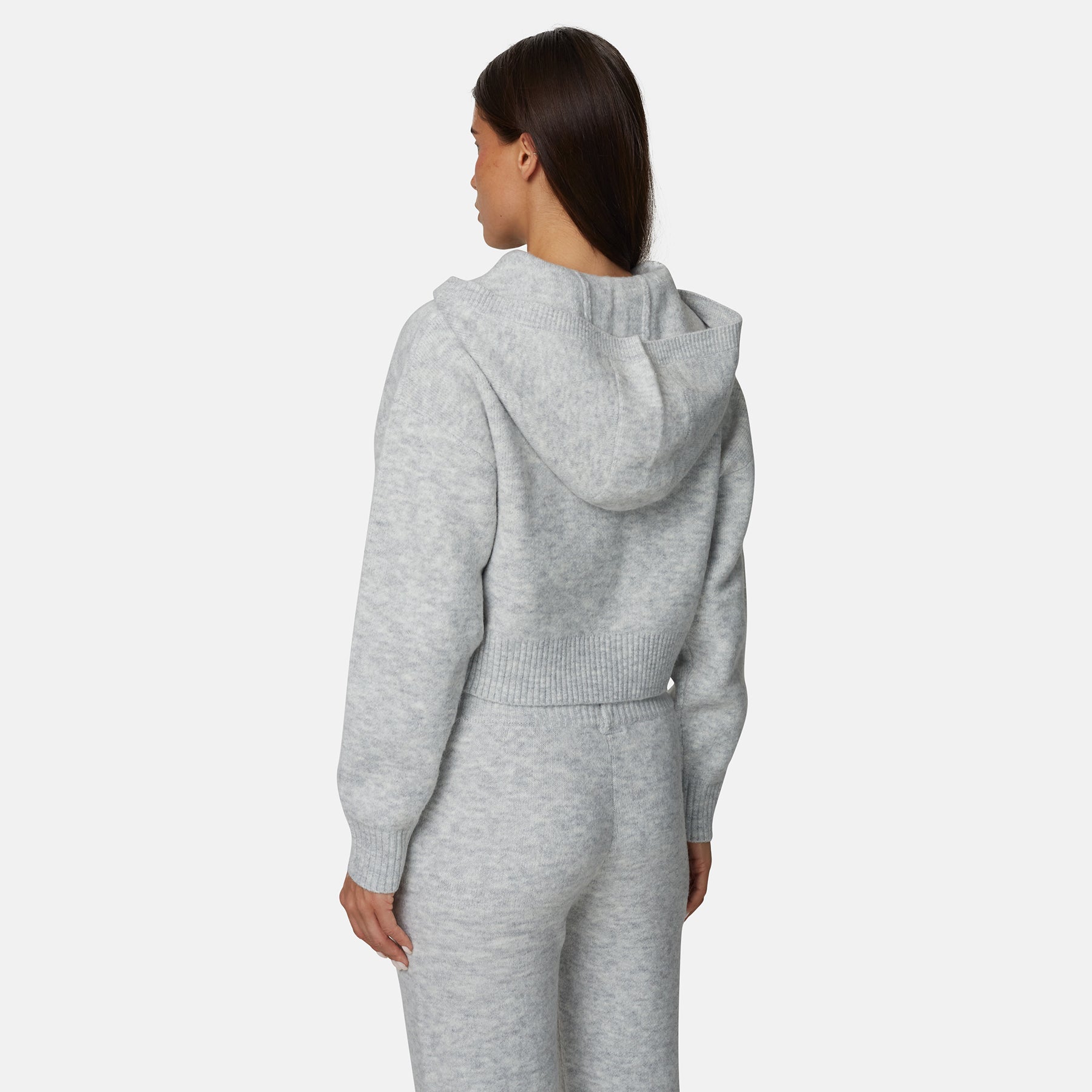 Monogram Fluffy Knit Grey Marl Zip Hoodie – GOODFORNOTHING®