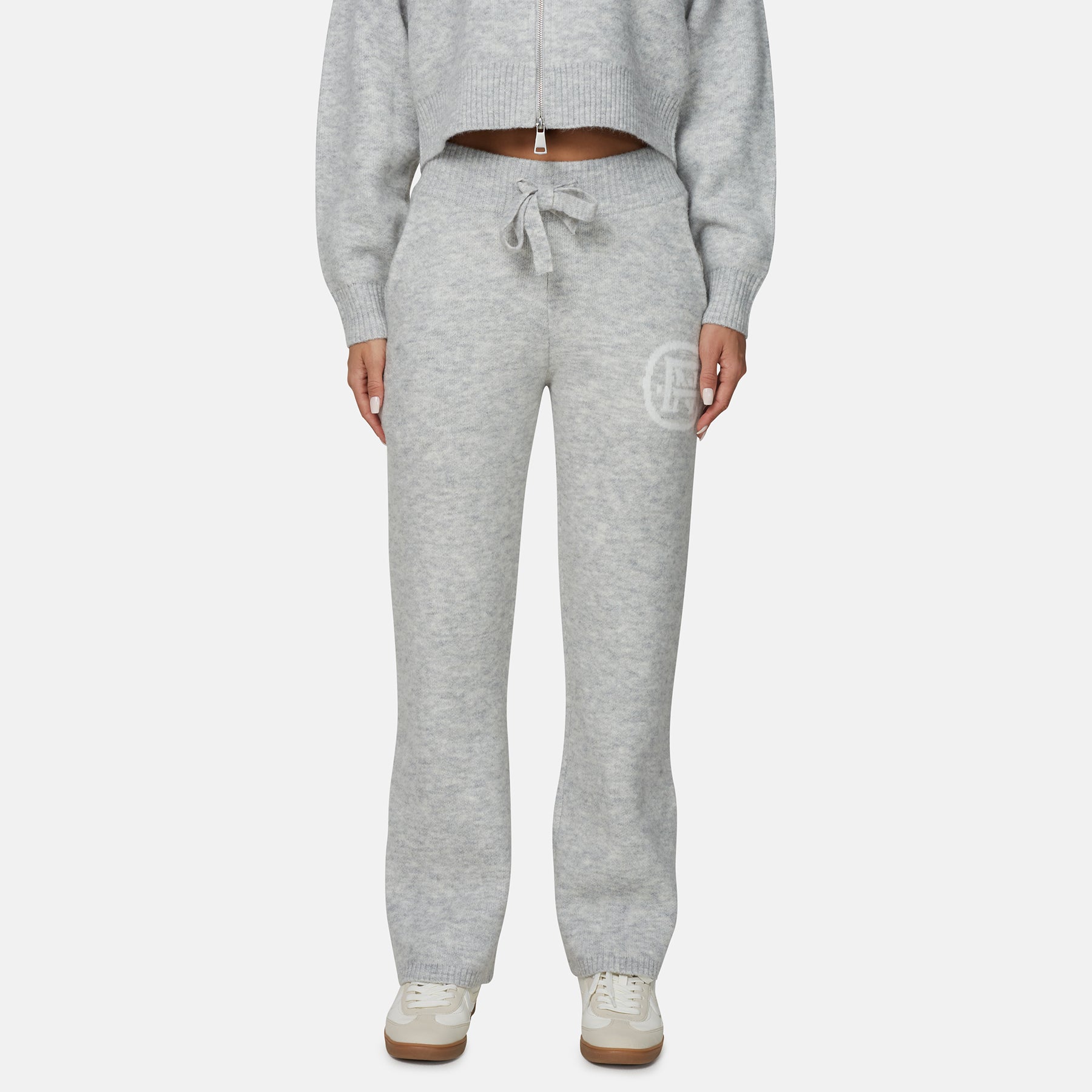 Monogram Fluffy Knit Grey Marl Pants