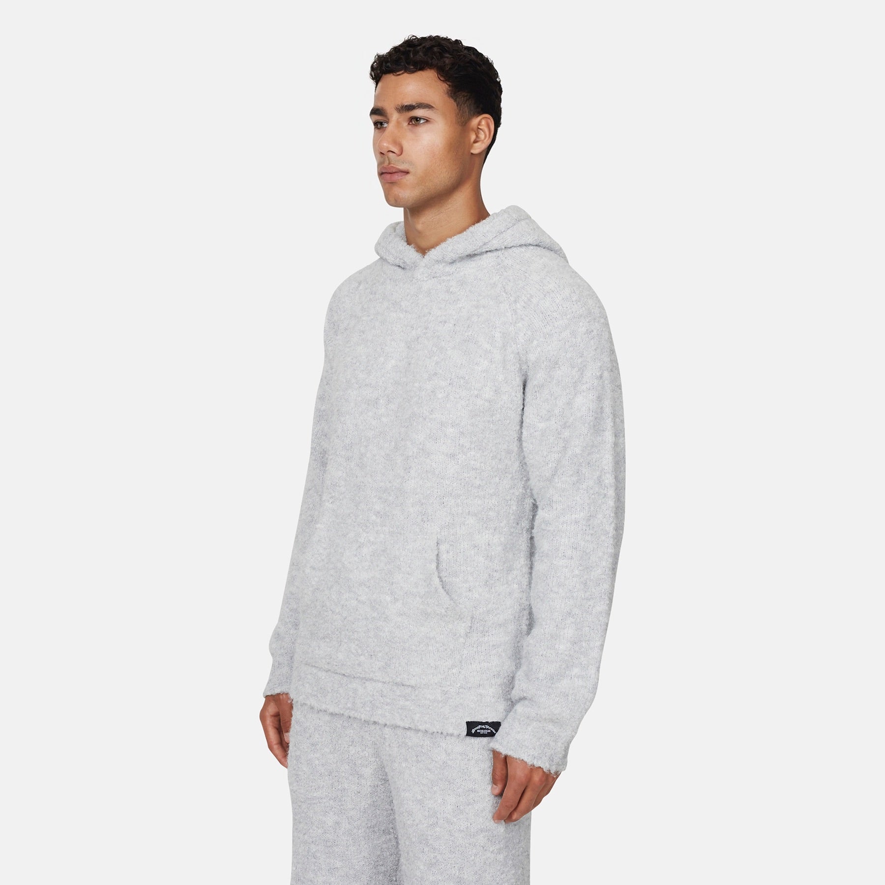 Cozy Boucle Knitwear Grey Hoodie