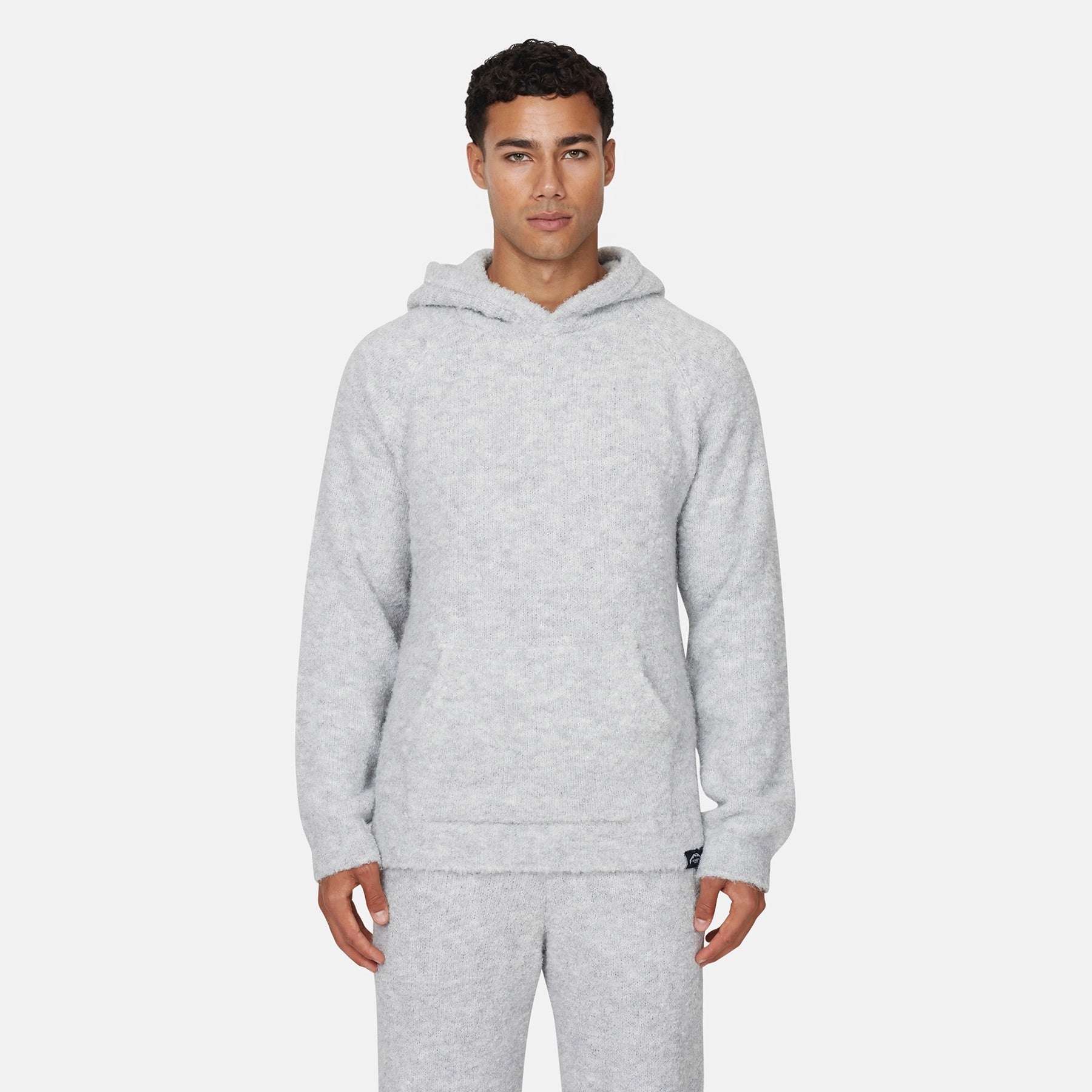 Cozy Boucle Knitwear Grey Hoodie