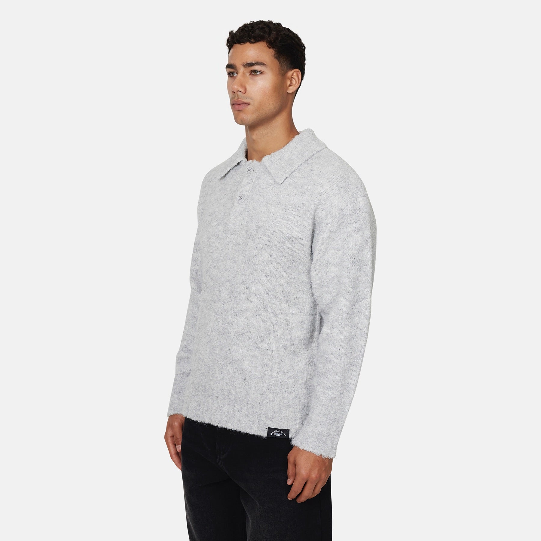 Cozy Boucle Knitwear Grey Polo