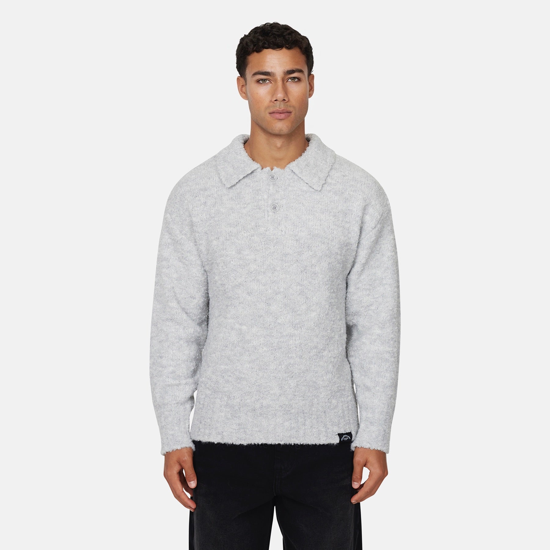 Cozy Boucle Knitwear Grey Polo