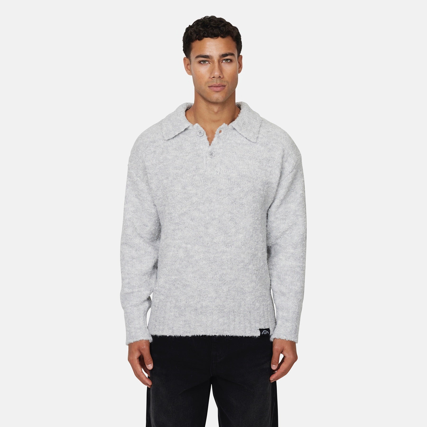 Cozy Boucle Knitwear Grey Polo