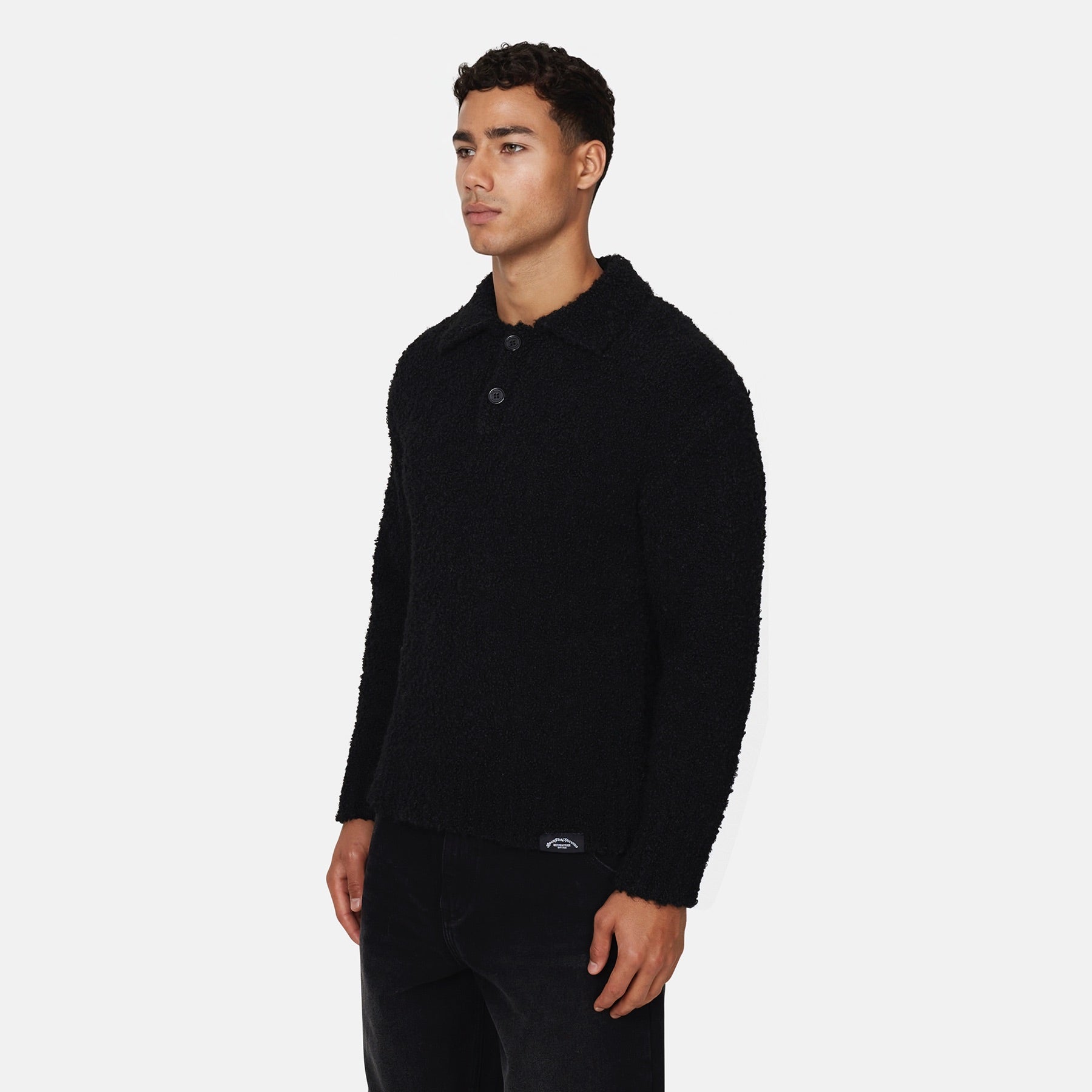 Cozy Boucle Knitwear Black Polo