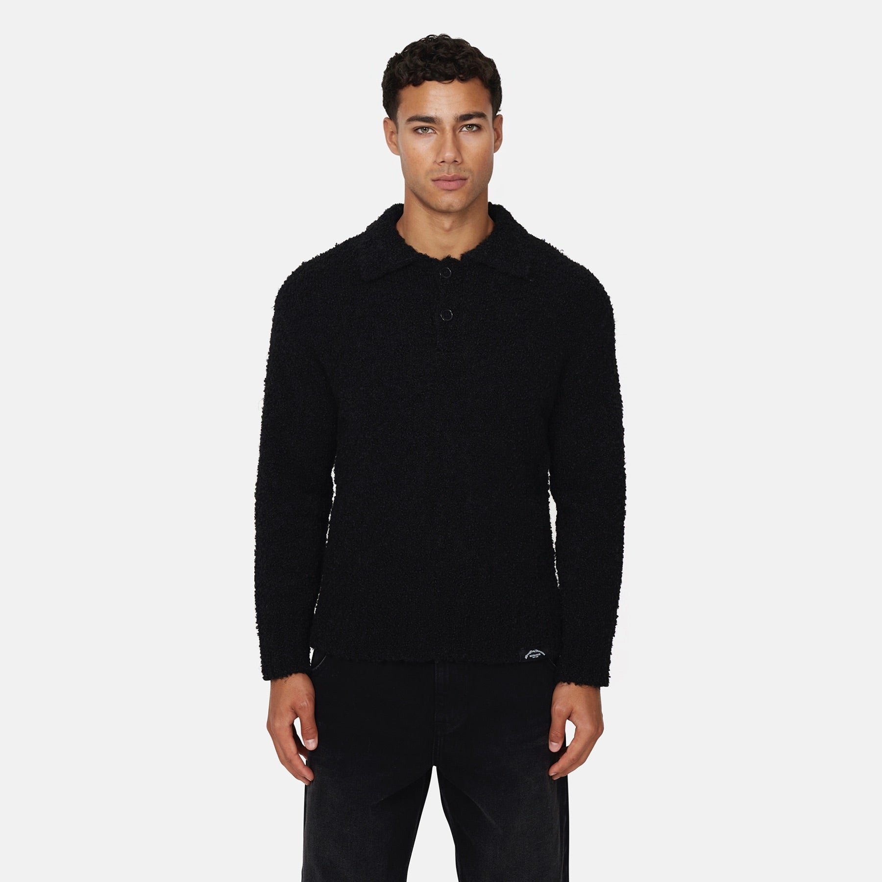 Cozy Boucle Knitwear Black Polo