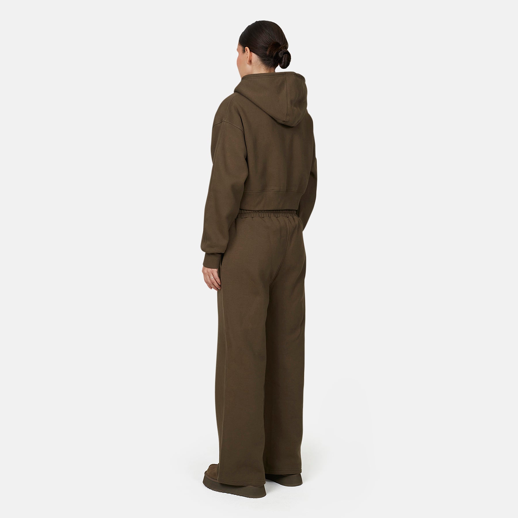 Vintage Brown Essential Crop Zip Hoodie