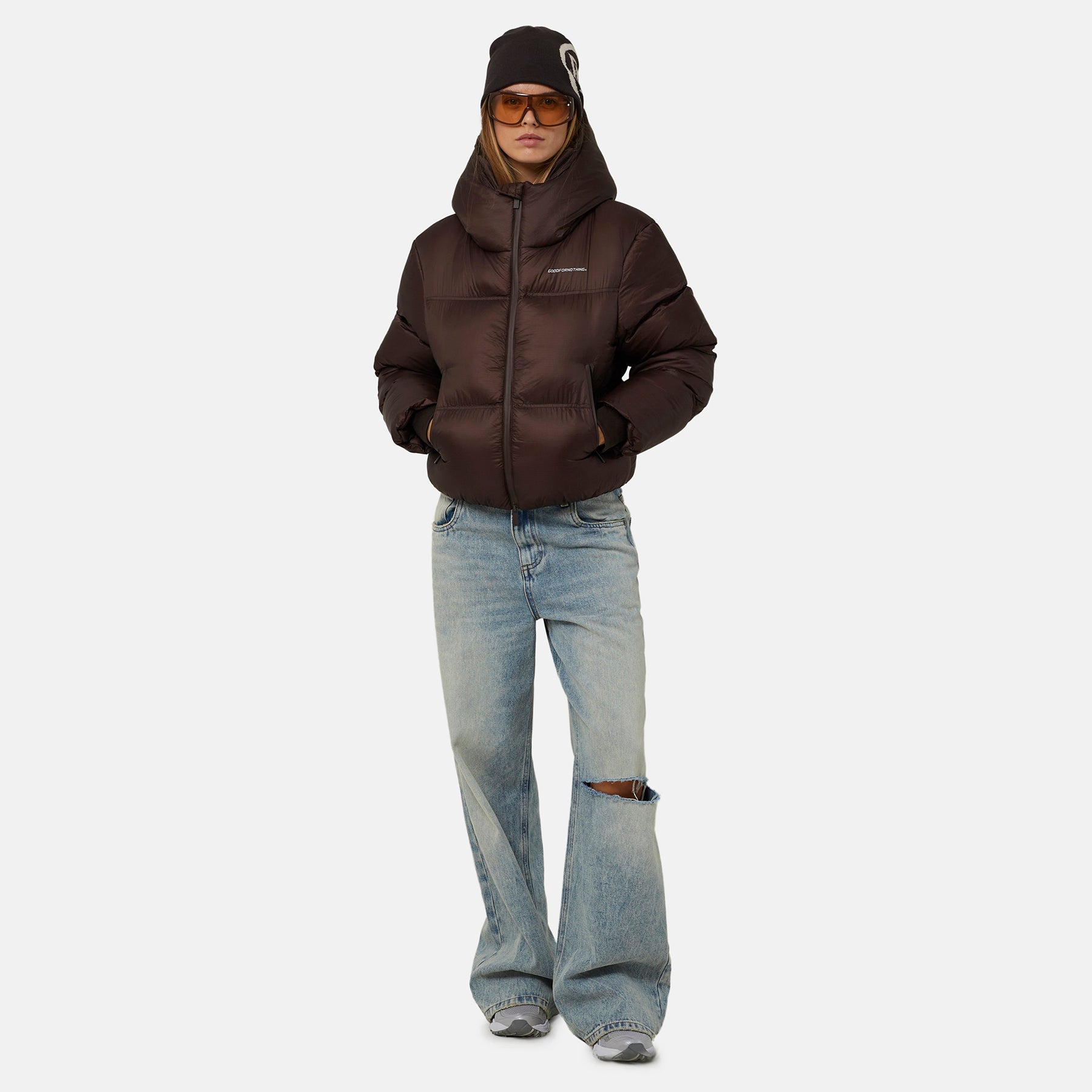 Chocolate Brown Translucent Short PP Padded Jacket