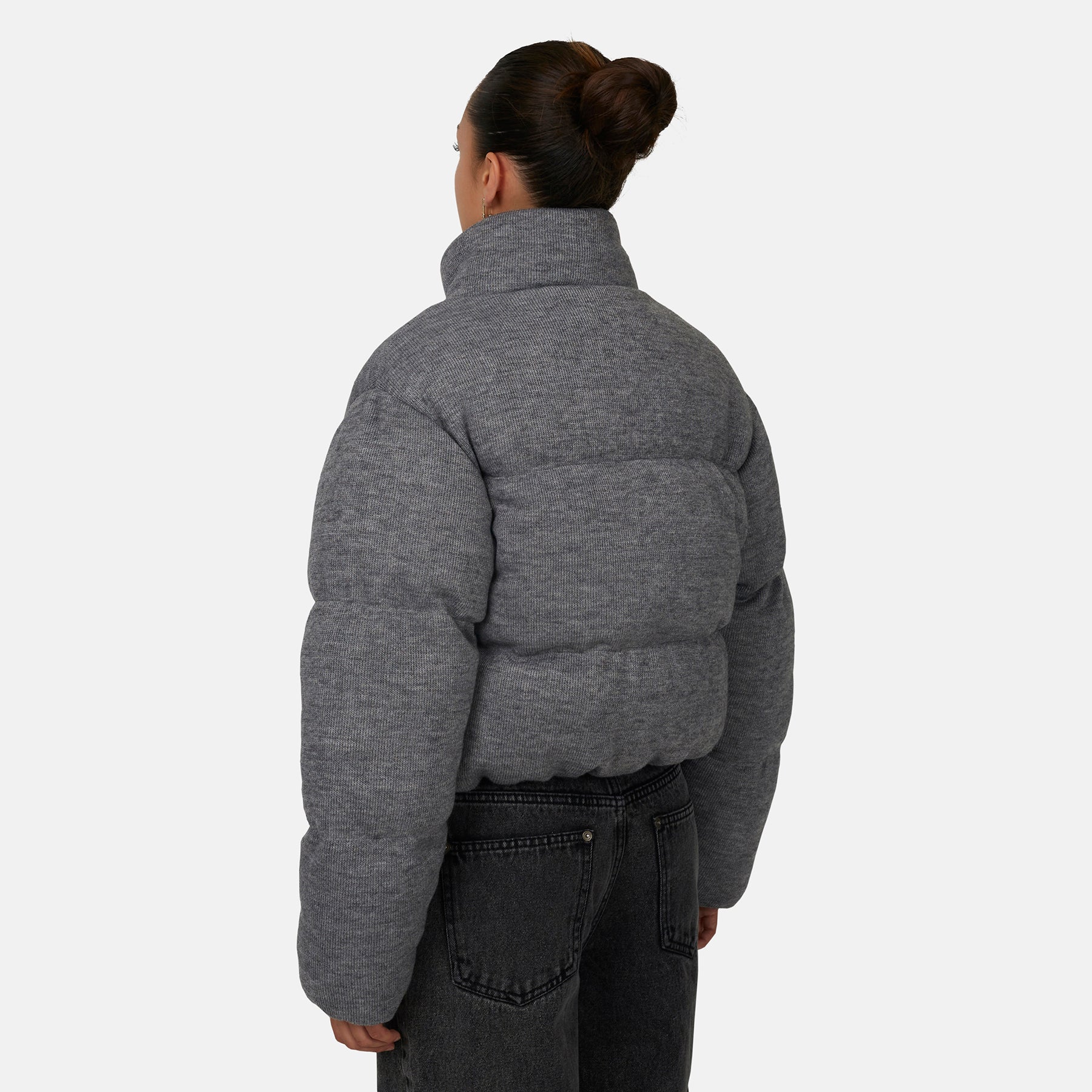 Monogram Knitted Grey Marl Puffer Jacket