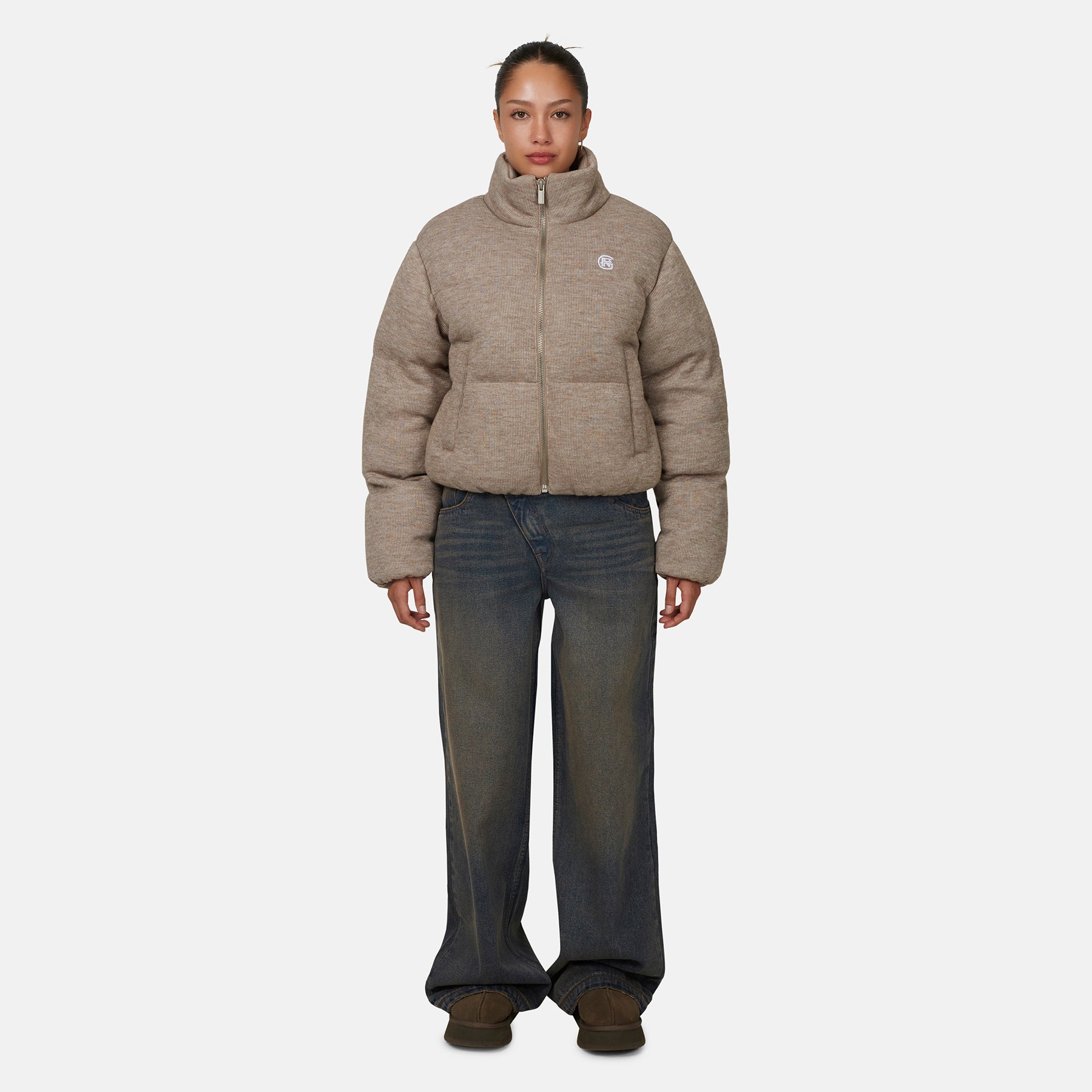 Monogram Knitted Oat Puffer Jacket