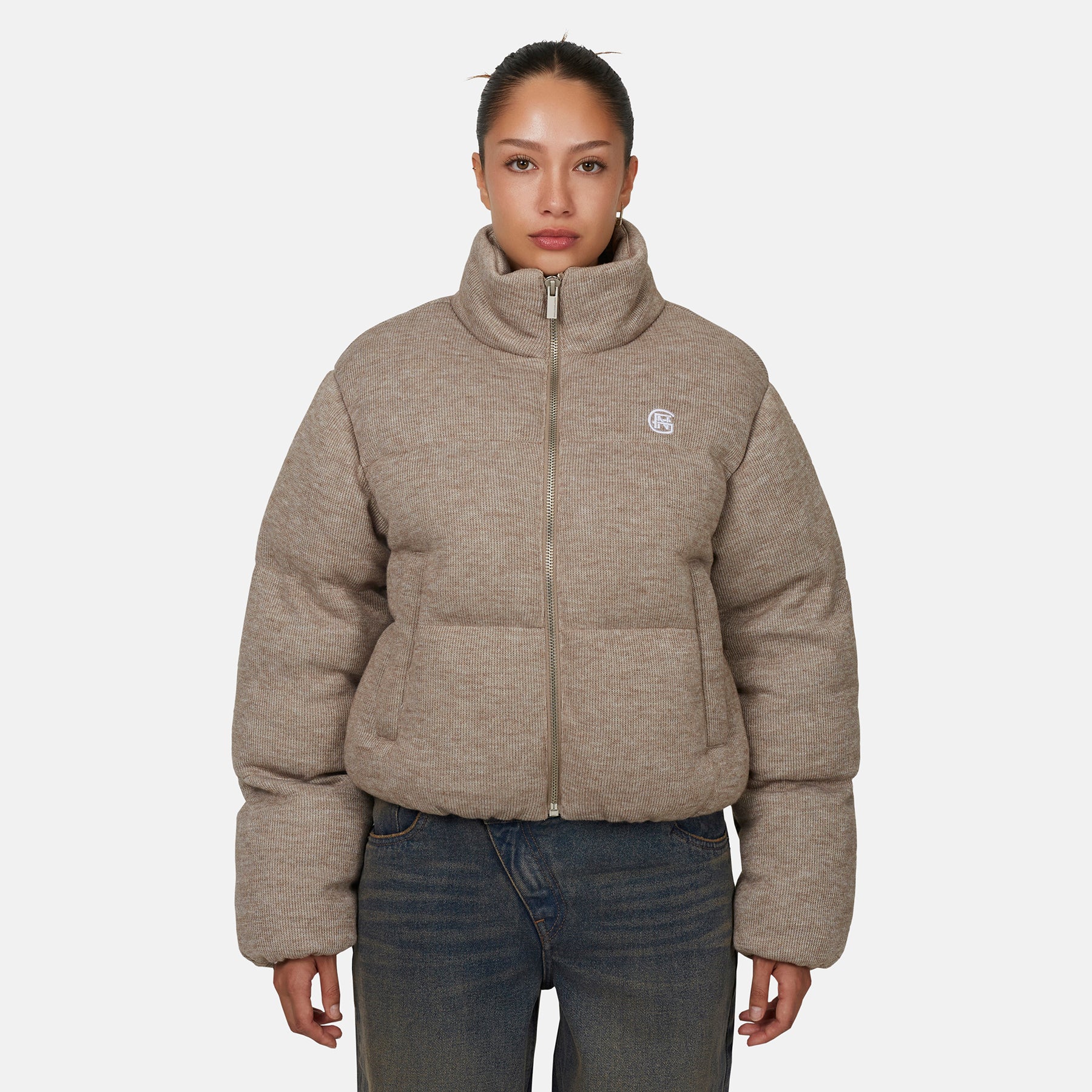 Monogram Knitted Oat Puffer Jacket