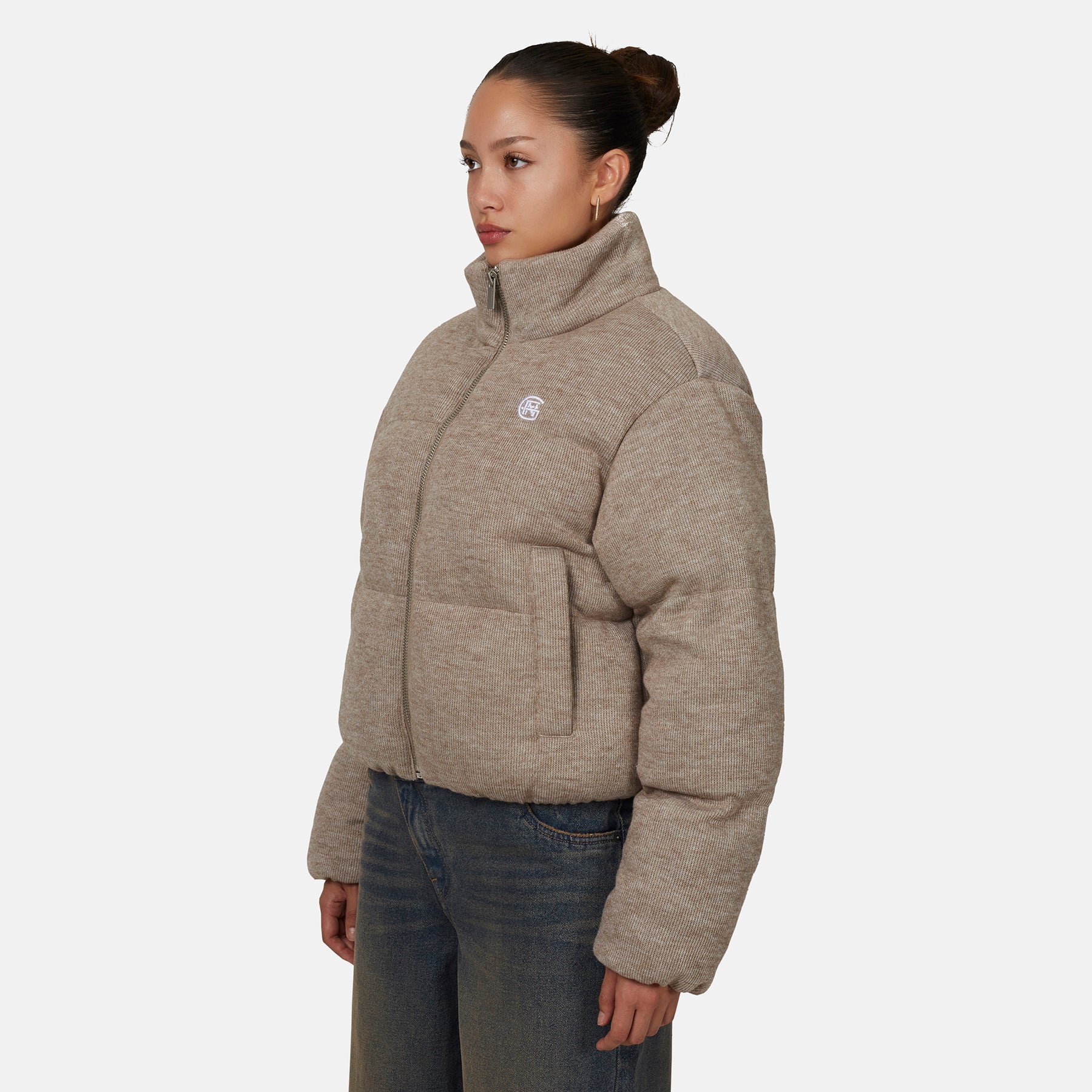 Monogram Knitted Oat Puffer Jacket