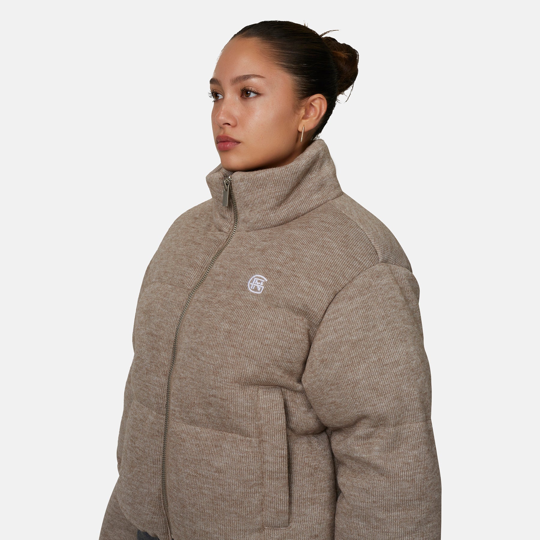Monogram Knitted Oat Puffer Jacket