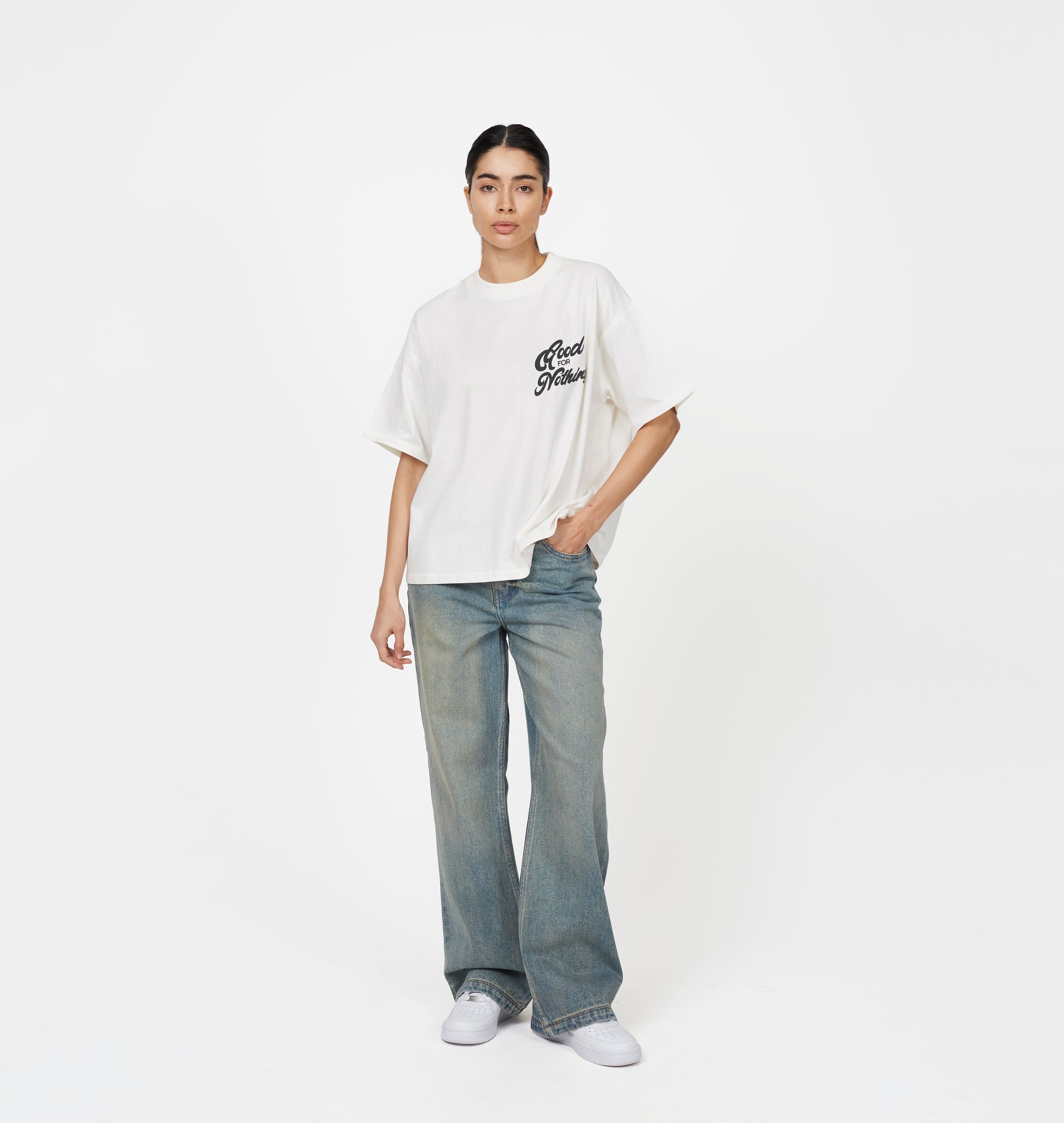 Heavy Washed Faded Blue Denim Jeans