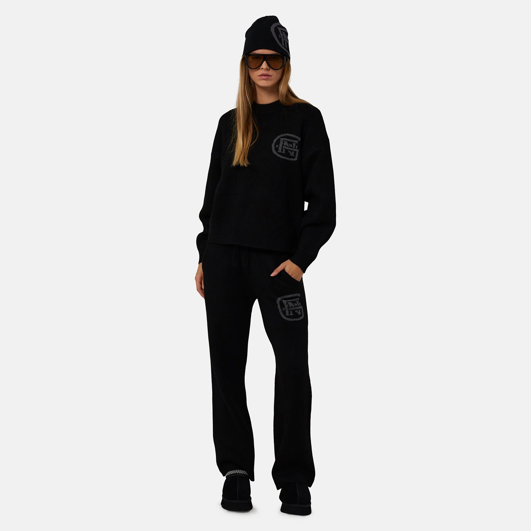 Monogram Fluffy Knit Black Jumper