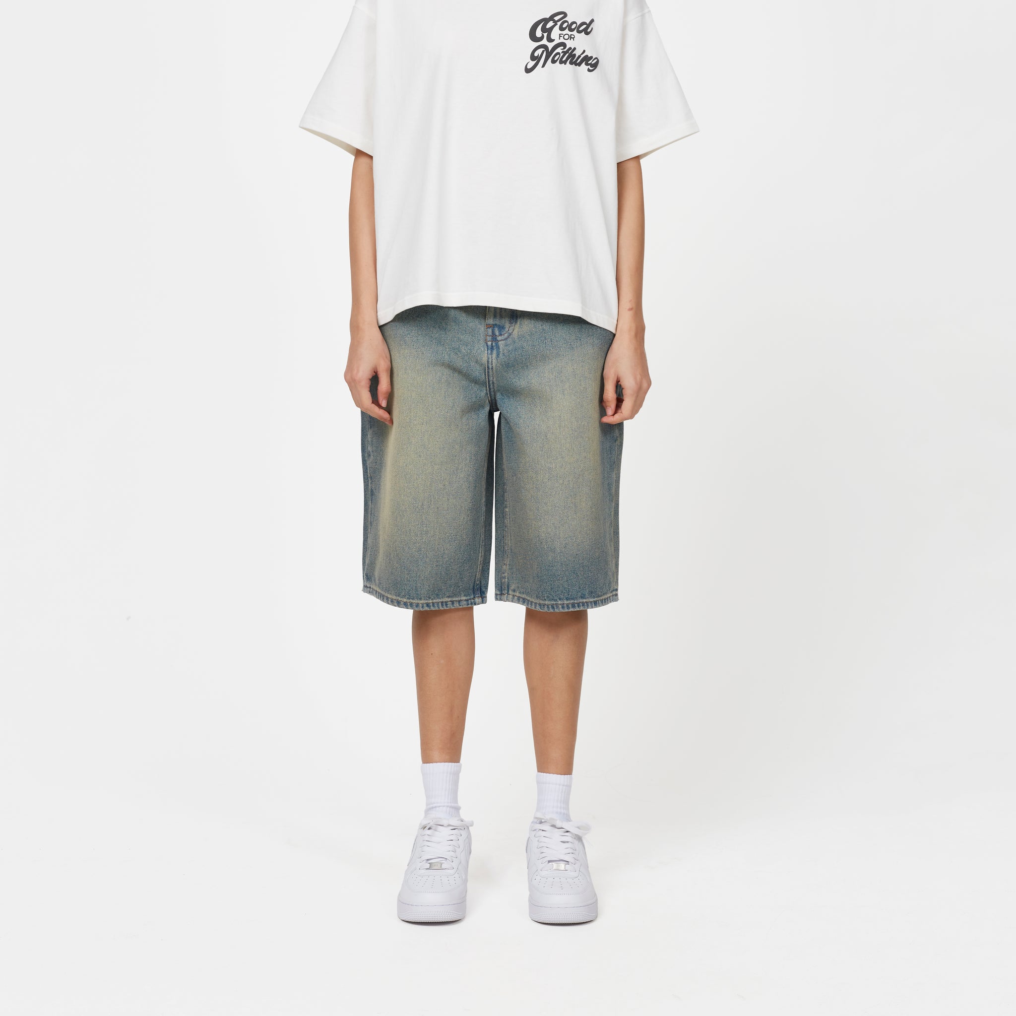 Heavy Washed Faded Blue Jorts