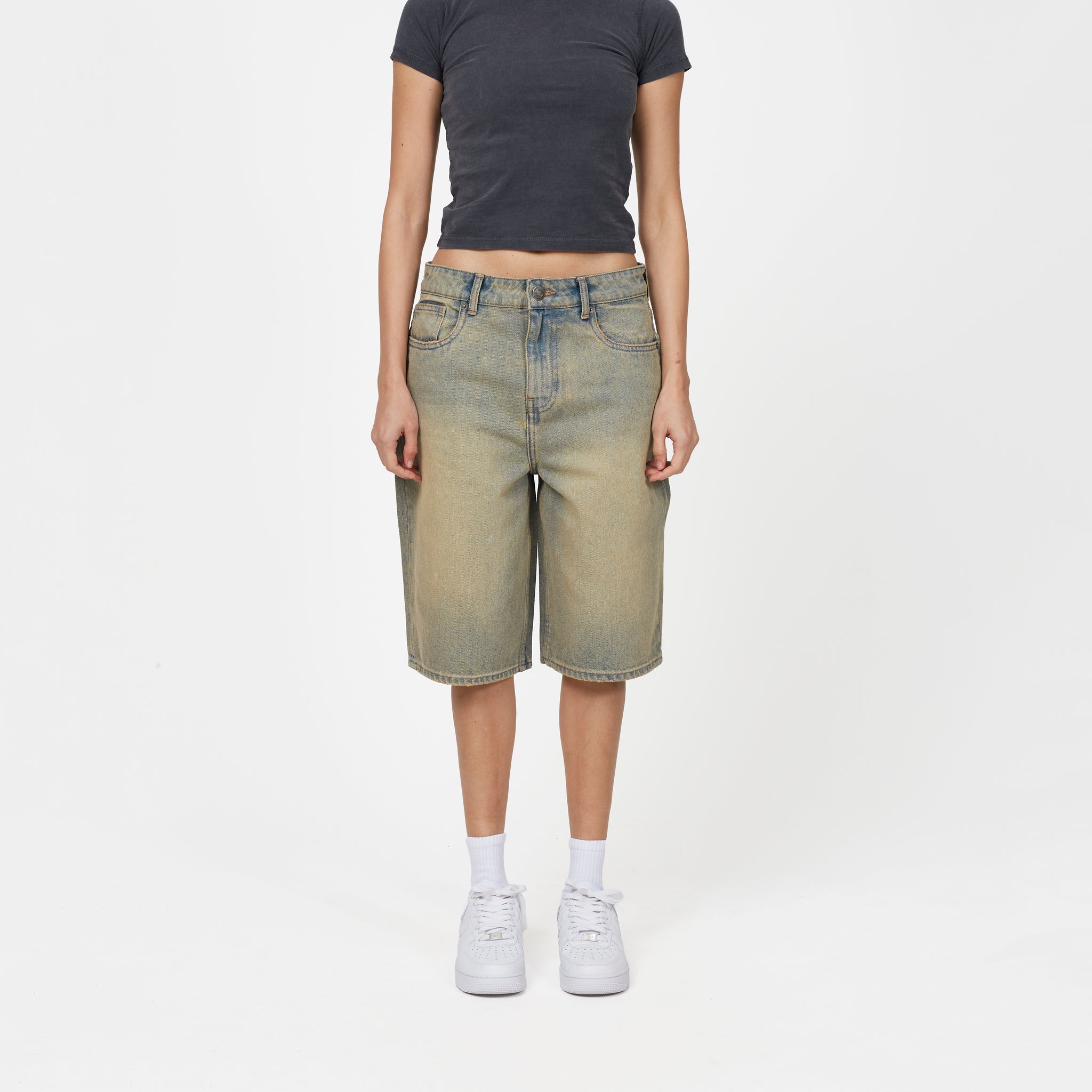 Heavy Washed Sand Blue Denim Jorts