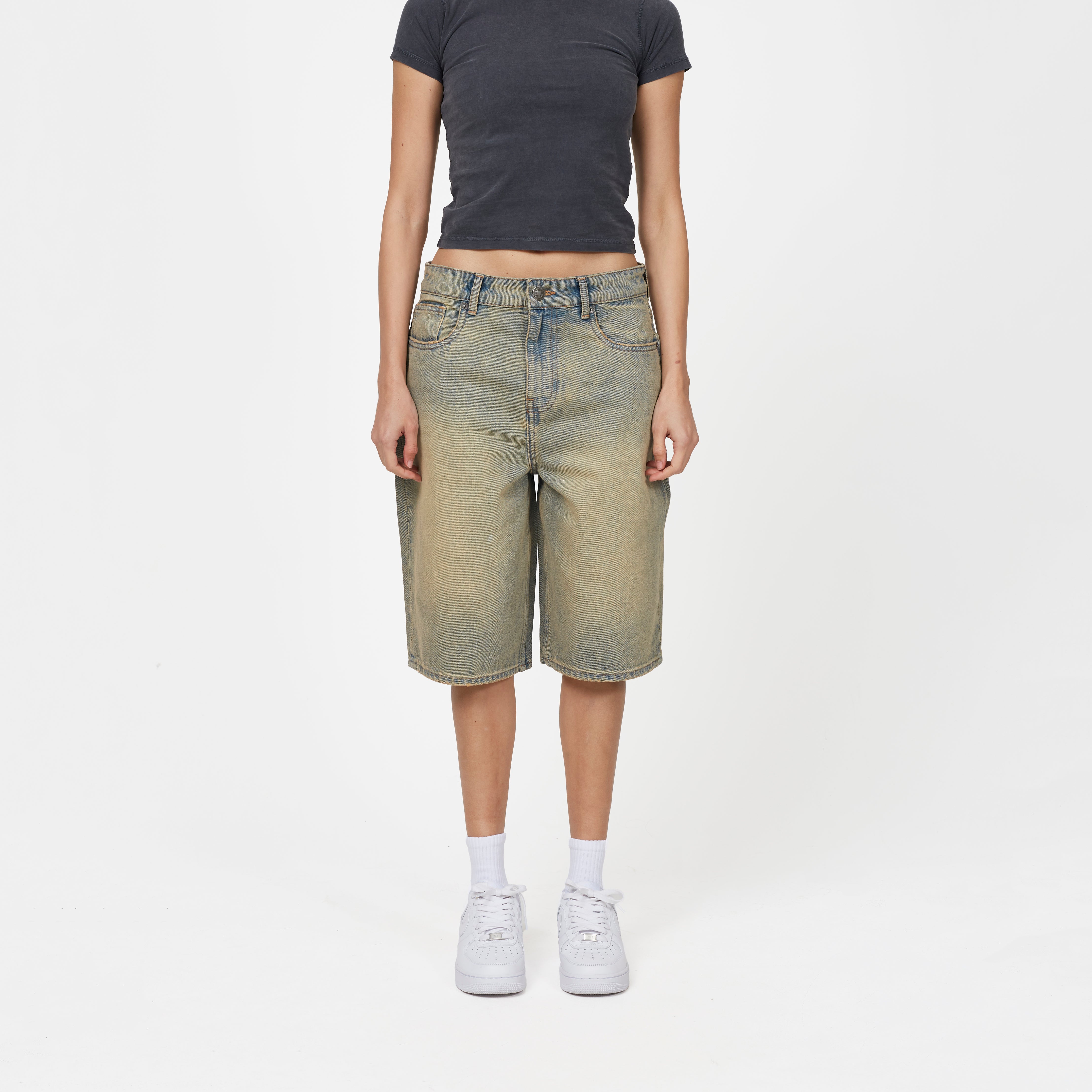 Heavy Washed Sand Denim Jorts