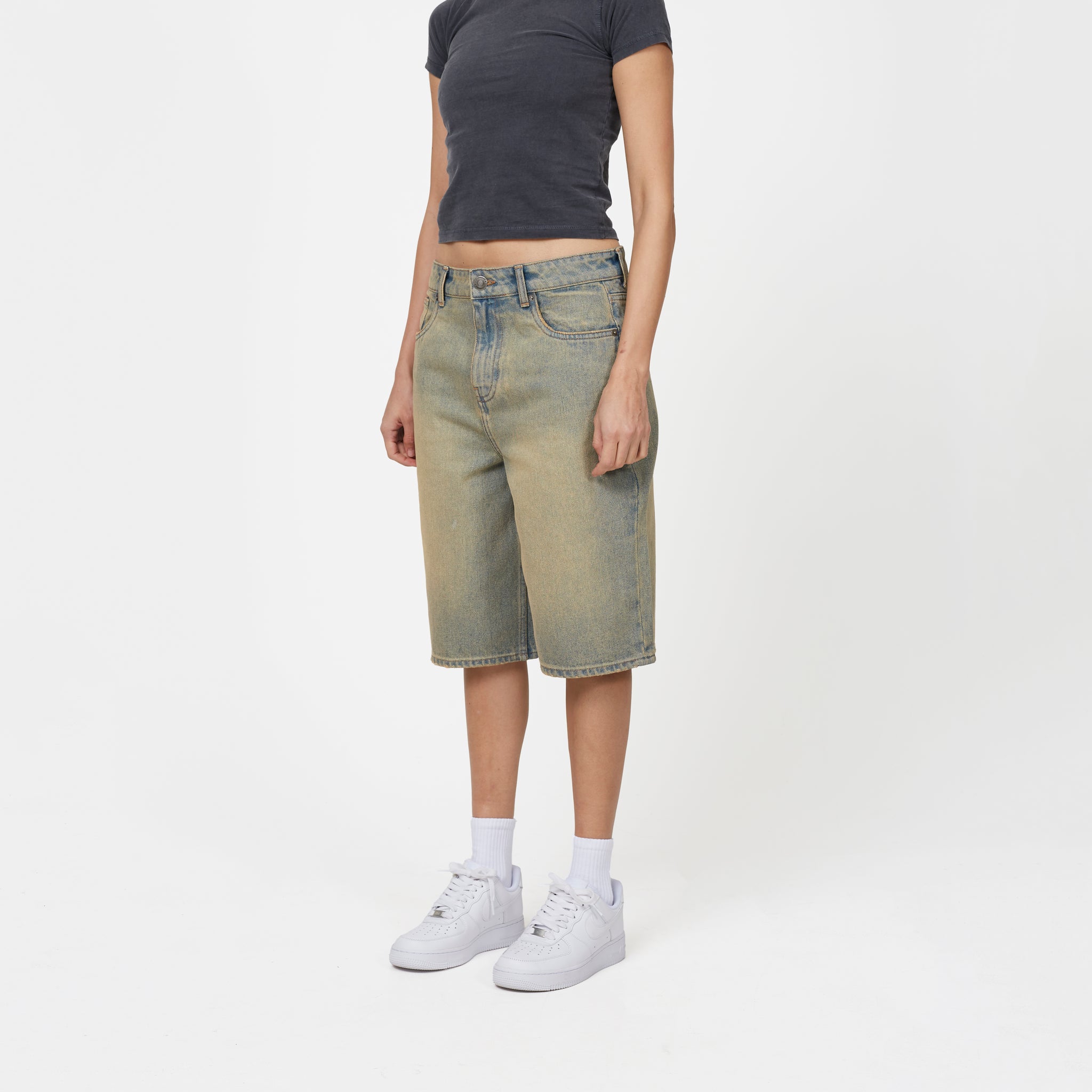 Heavy Washed Sand Blue Denim Jorts