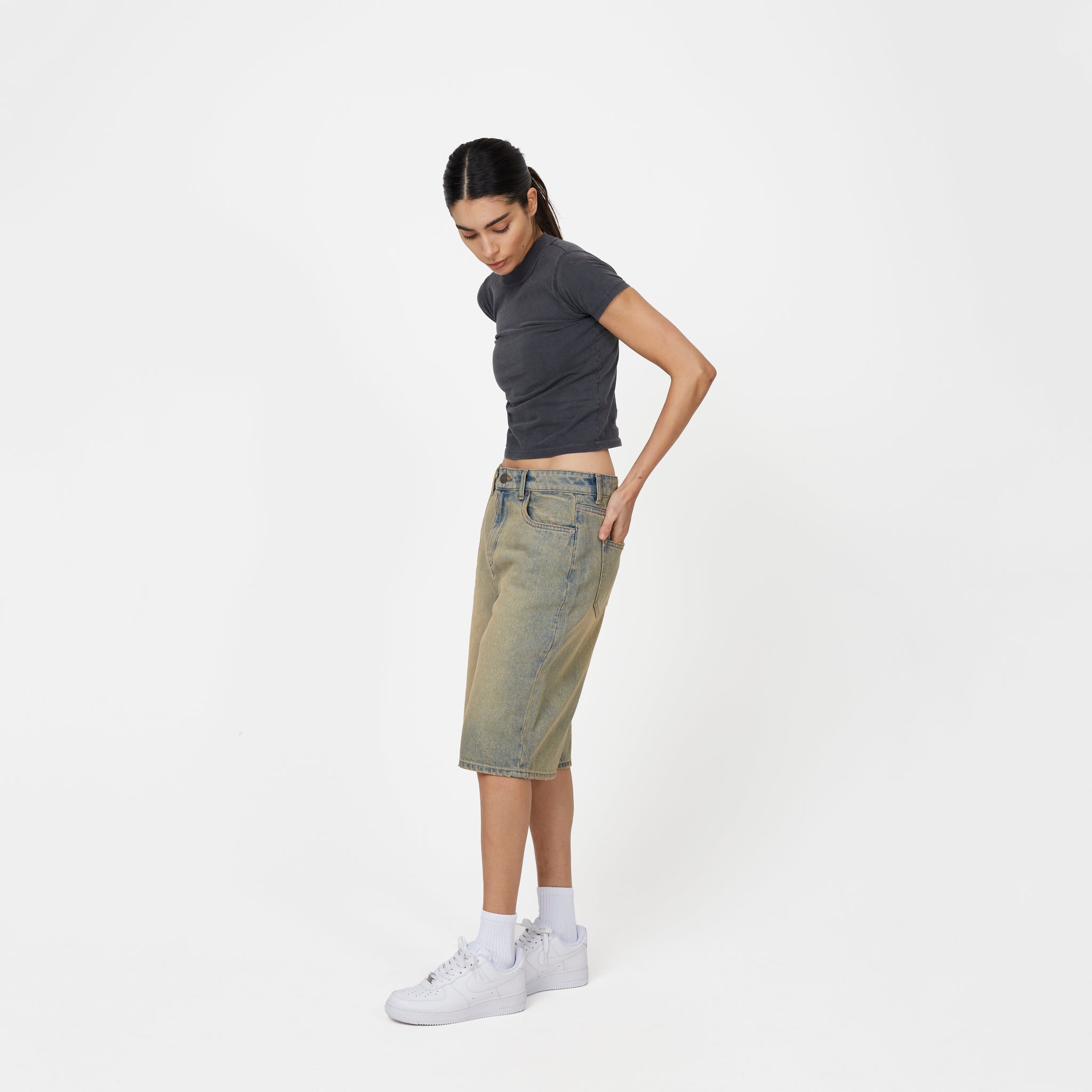 Heavy Washed Sand Blue Denim Jorts