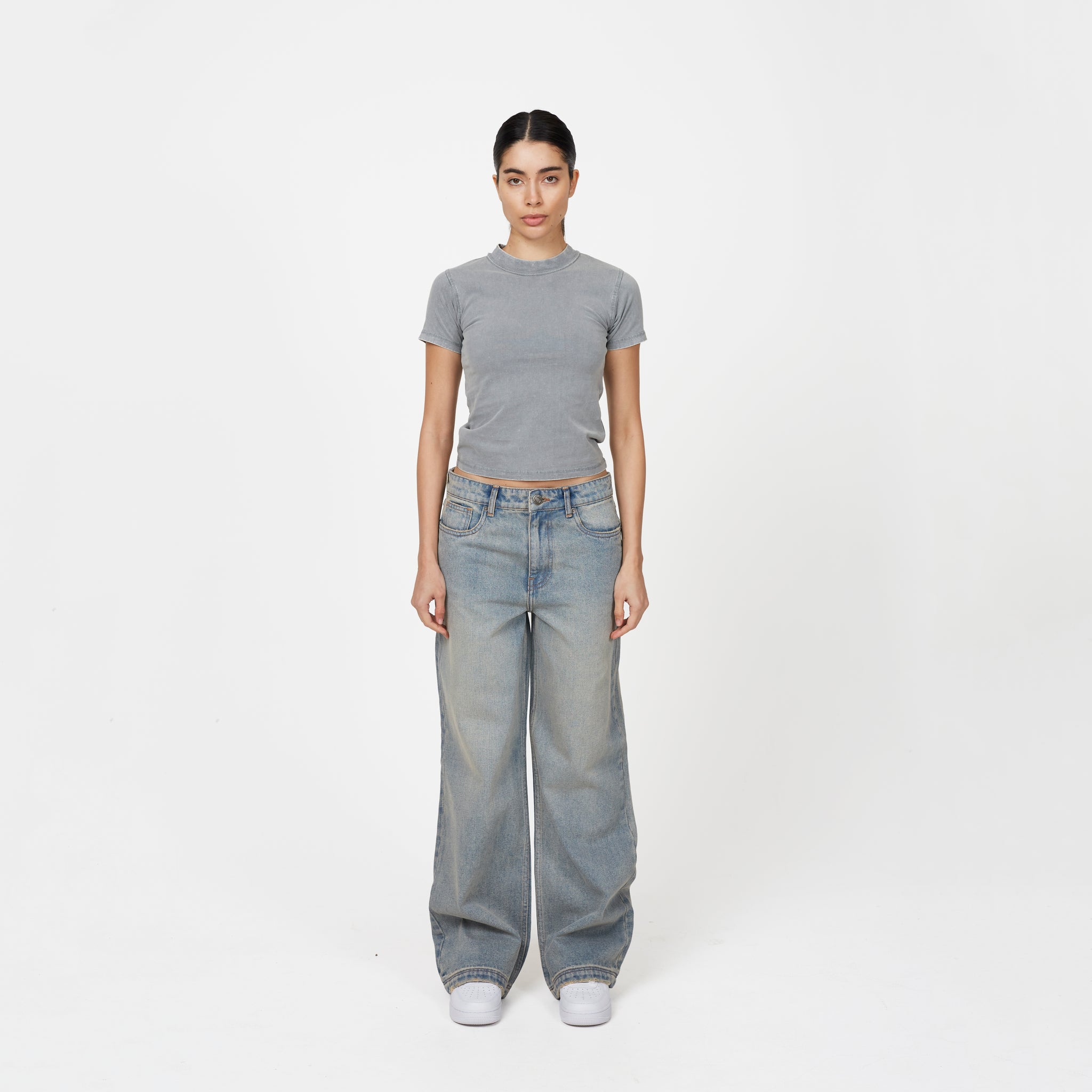 Heavy Washed Light Blue Denim Jeans