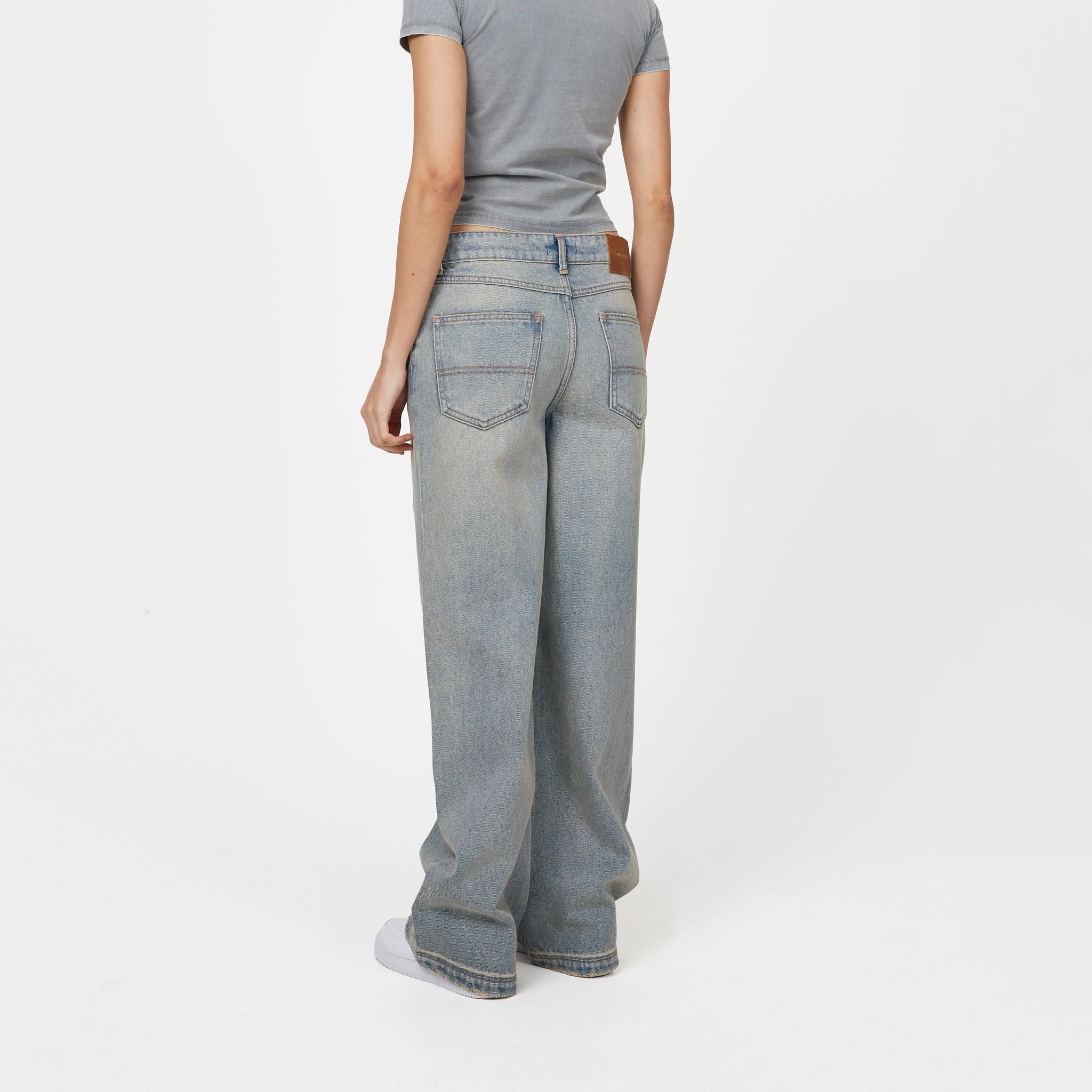 Heavy Washed Light Blue Denim Jeans