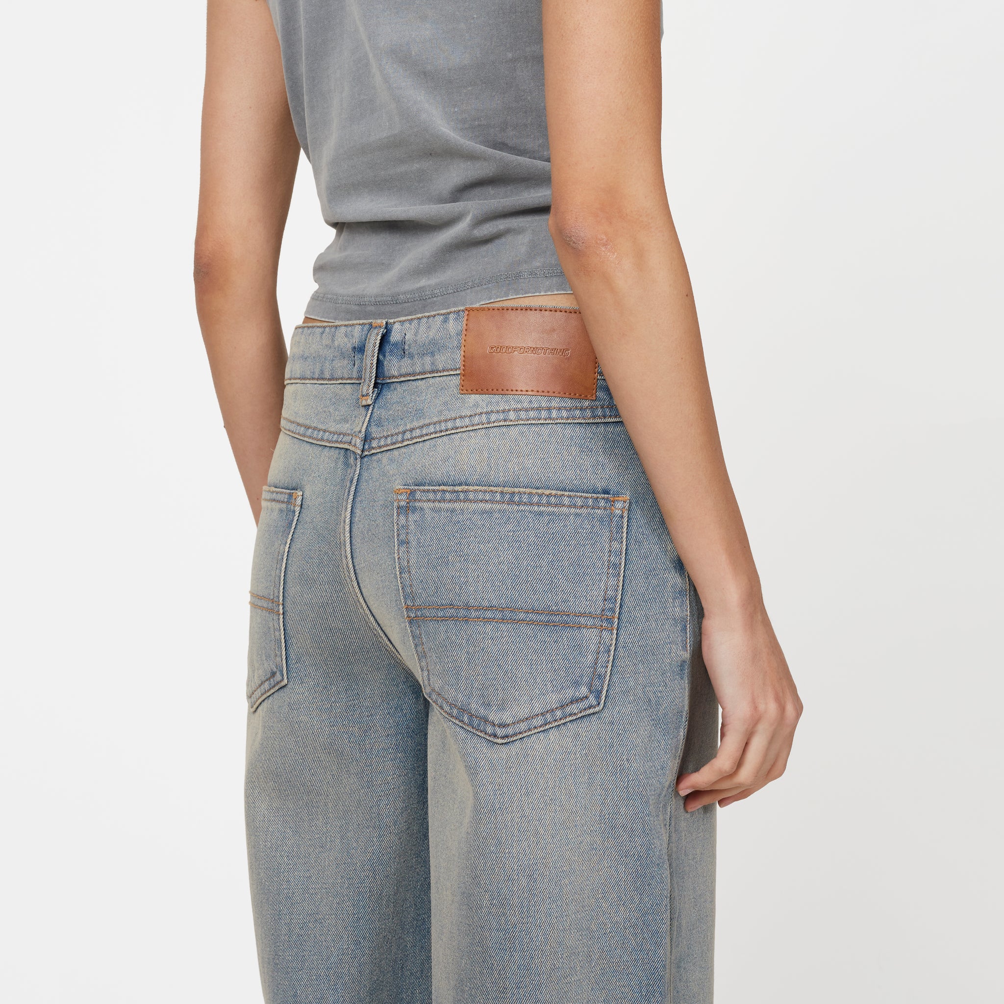 Heavy Washed Light Blue Denim Jeans