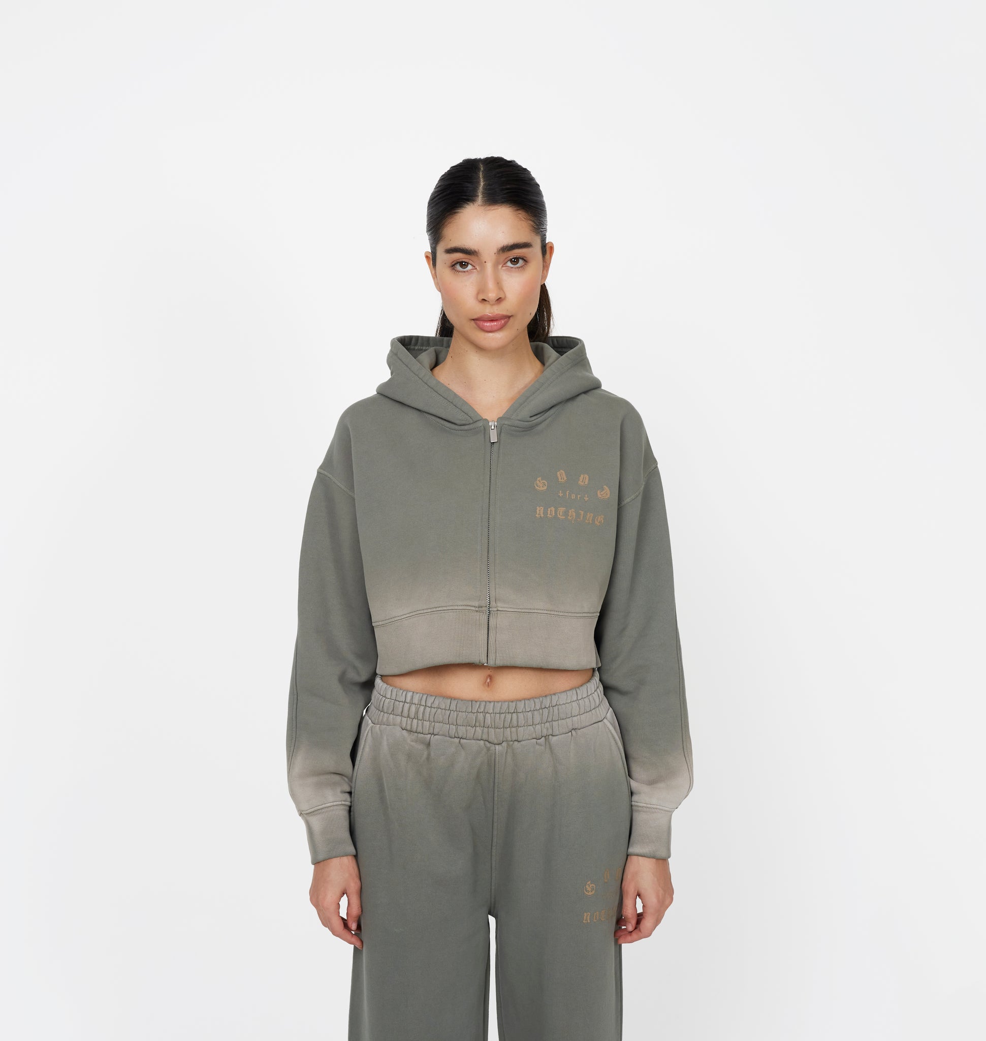 Sprayed Cali Green Crop Zip Hoodie