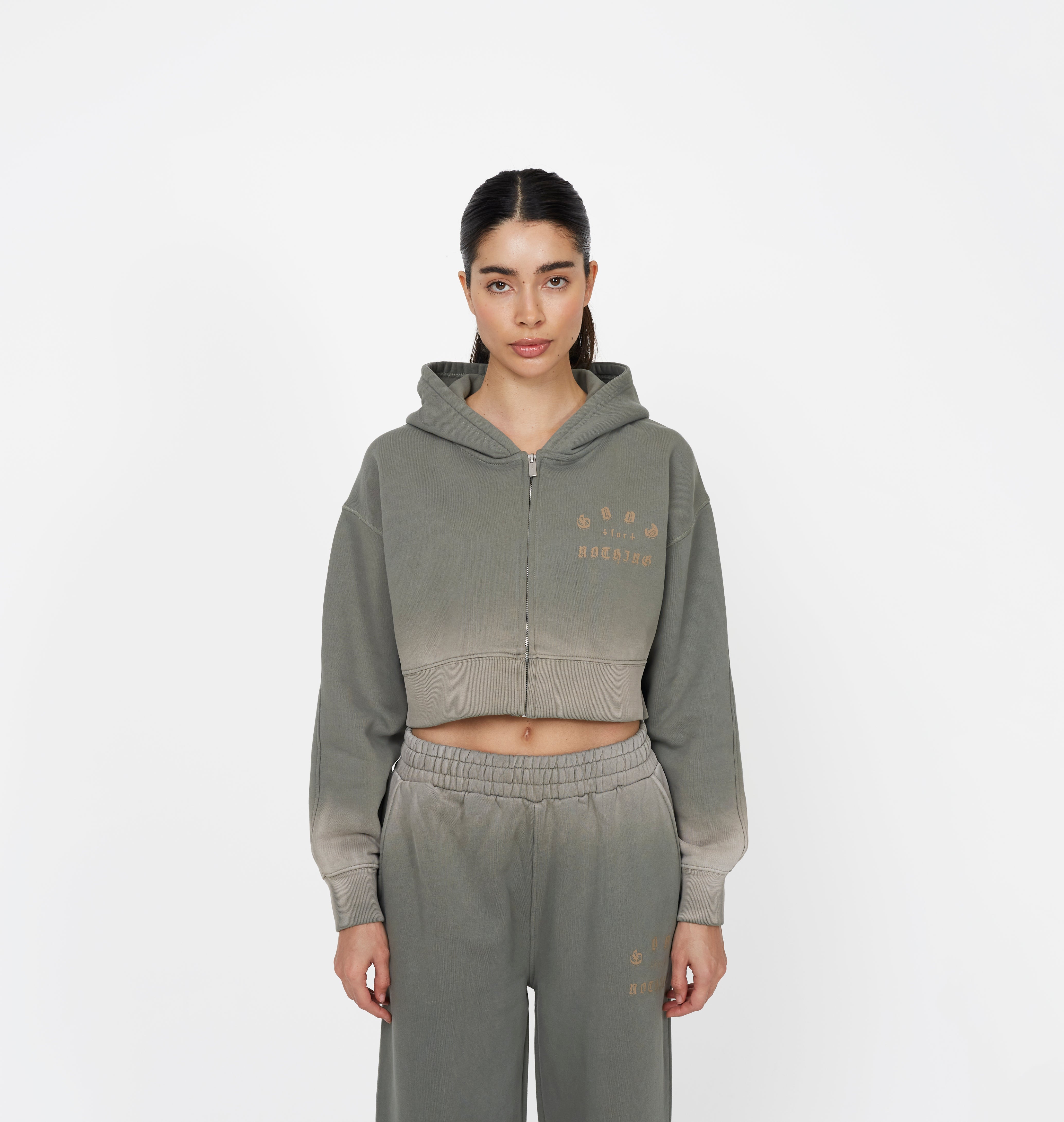 Sprayed Cali Crop Zip Hoodie