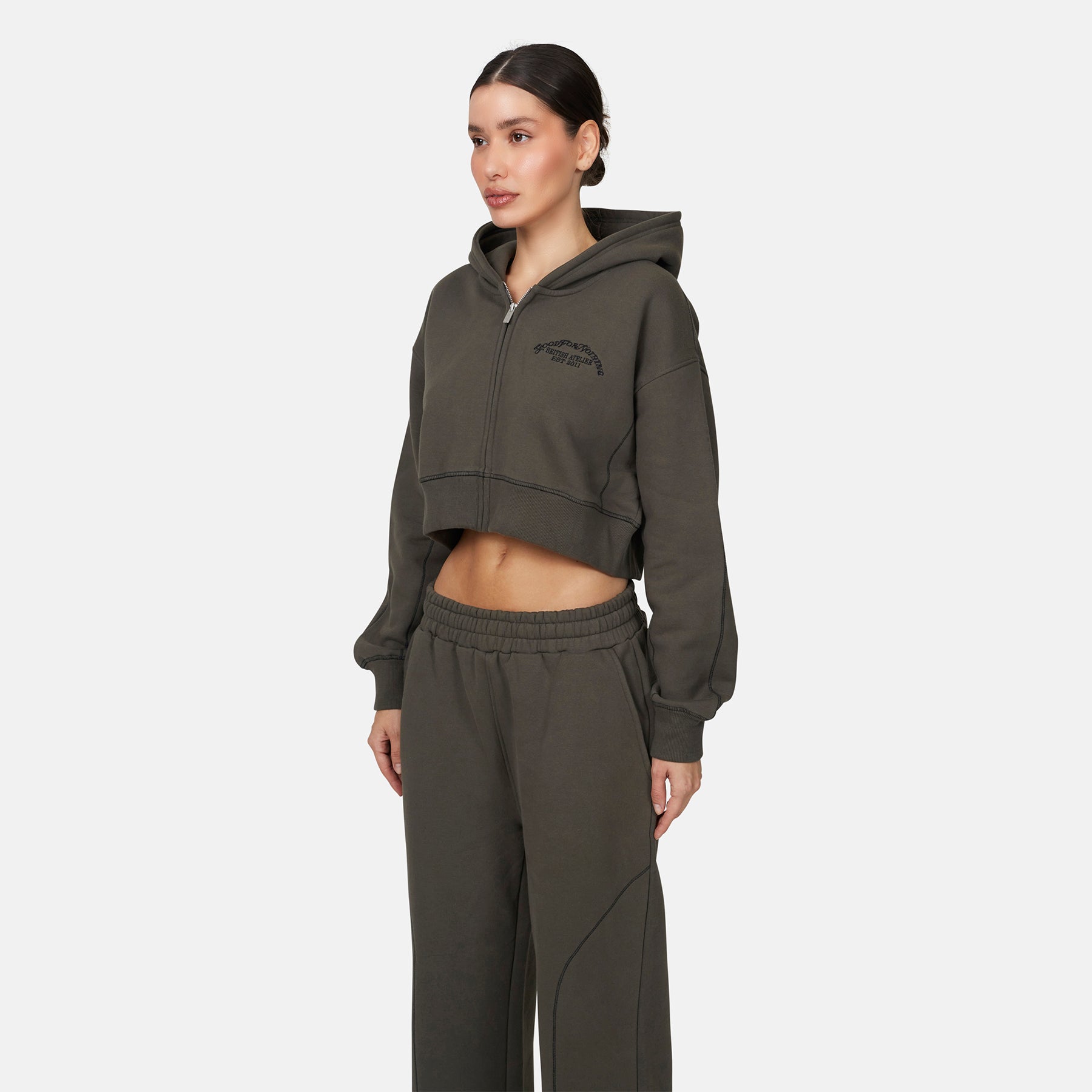 Coverlock Gunmetal Crop Zip Hoodie
