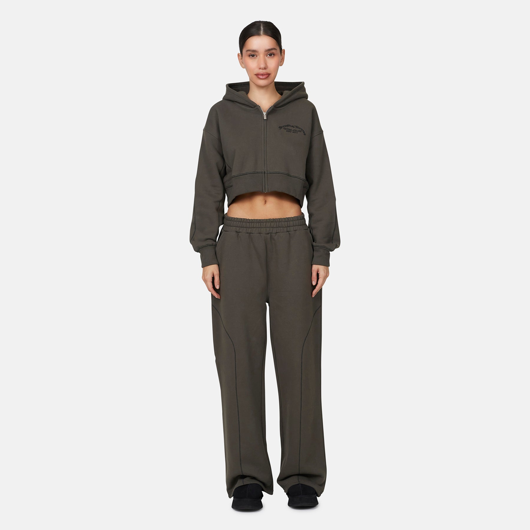 Coverlock Gunmetal Crop Zip Hoodie
