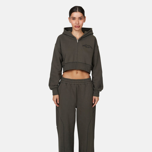 Coverlock Gunmetal Crop Zip Hoodie