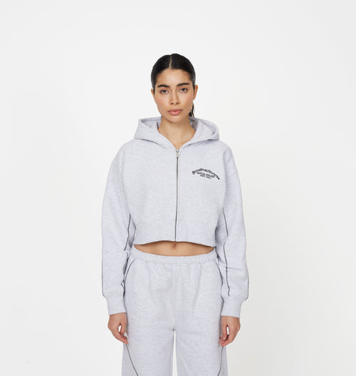 Coverlock Grey Marl Crop Zip Hoodie