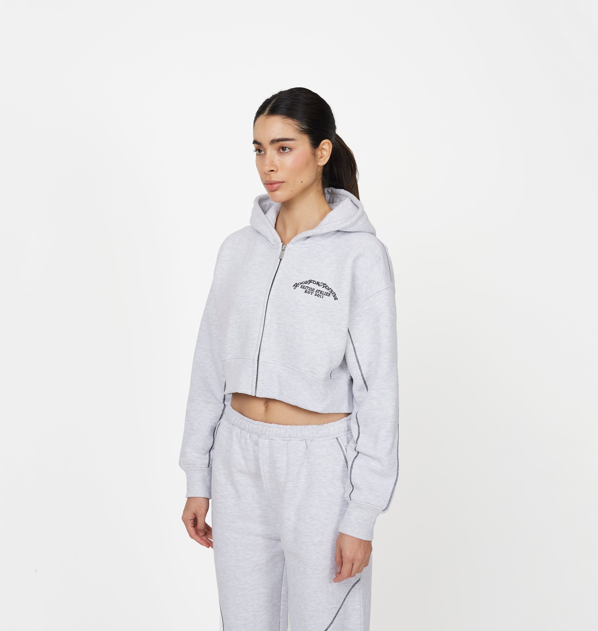 Coverlock Grey Marl Crop Zip Hoodie