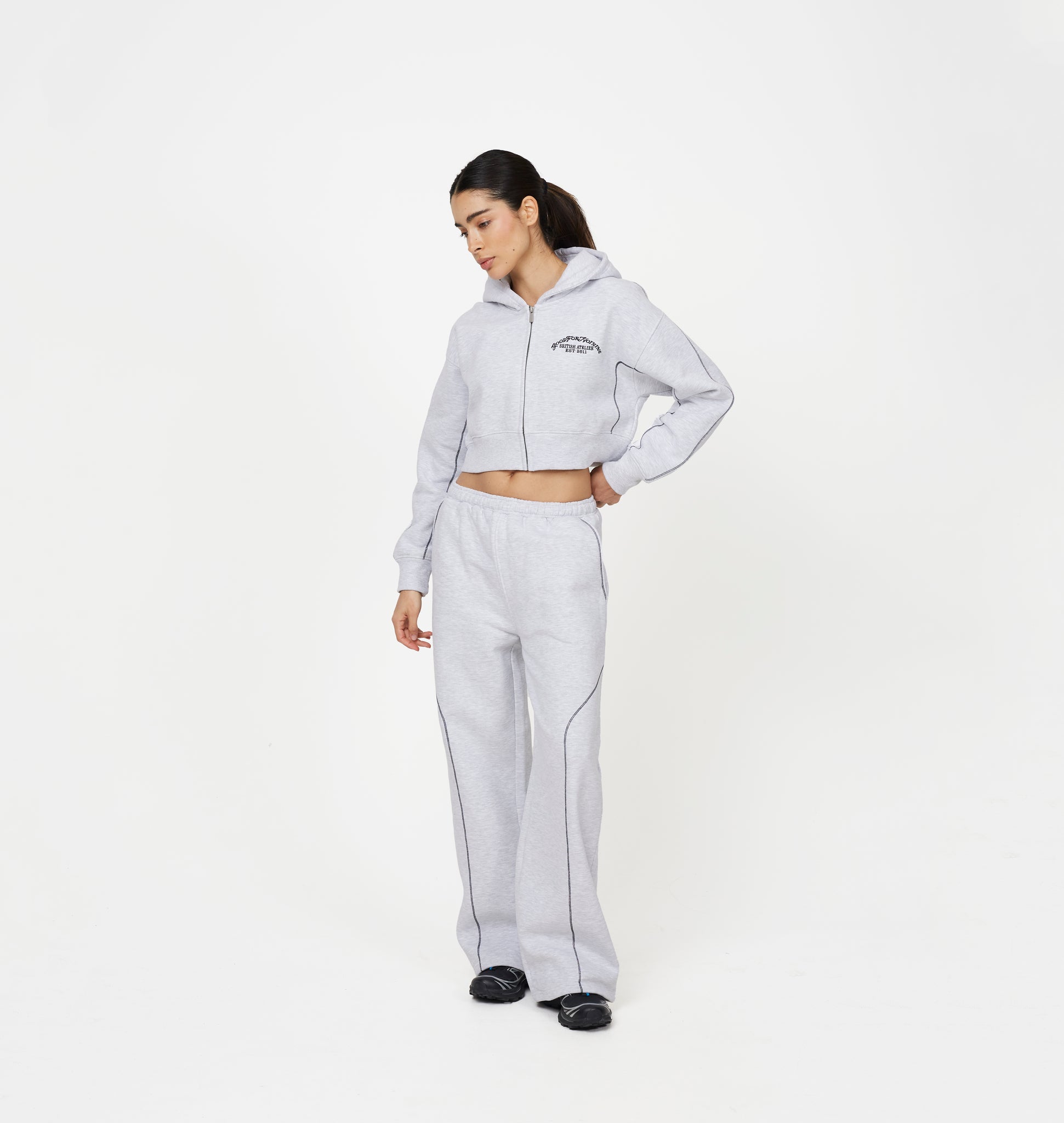 Coverlock Grey Marl Crop Zip Hoodie