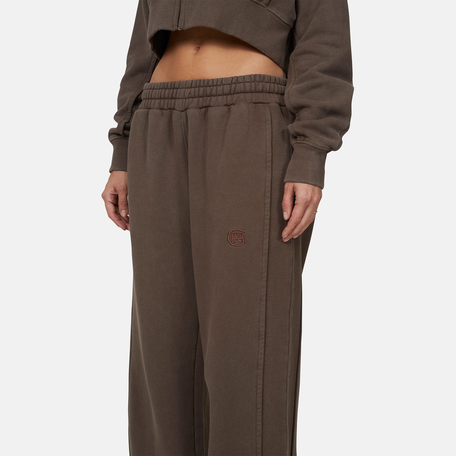 Monogram Brown Split Hem Jogger